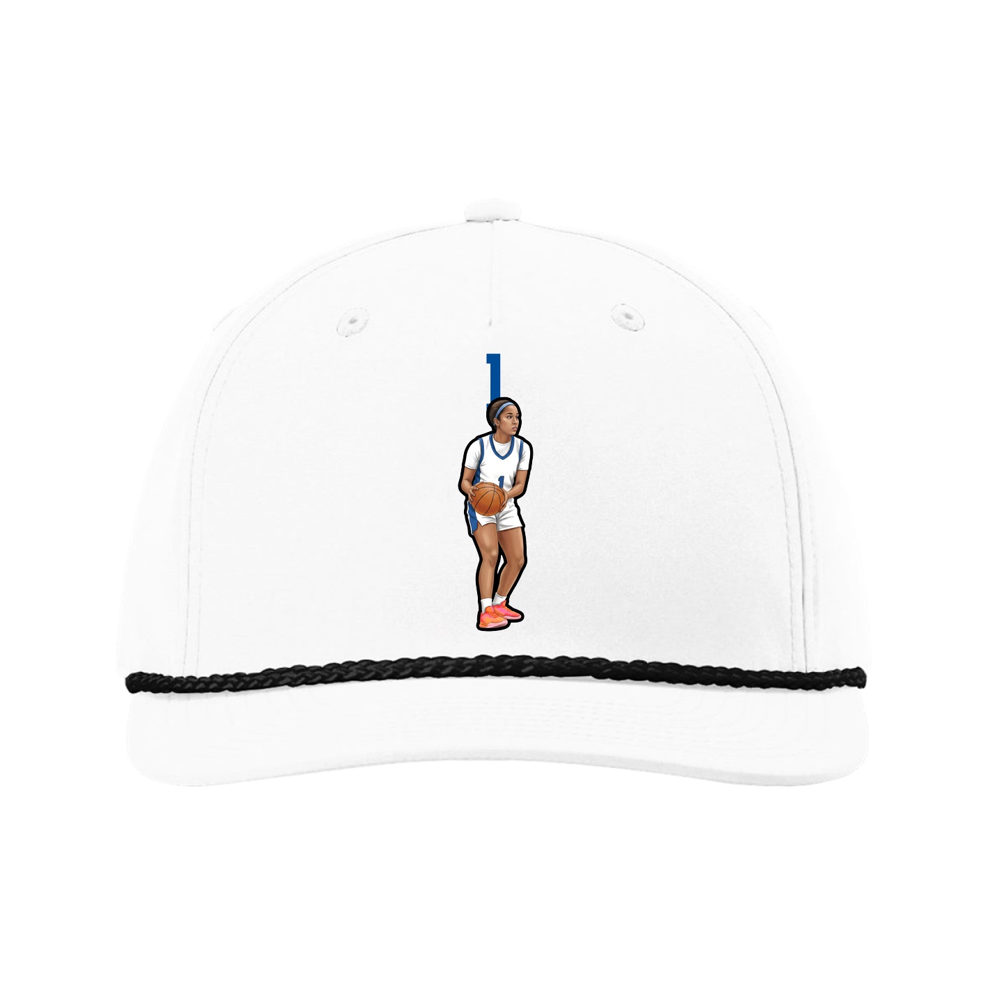 Five-Panel Classic Rope Cap — Number Top in White