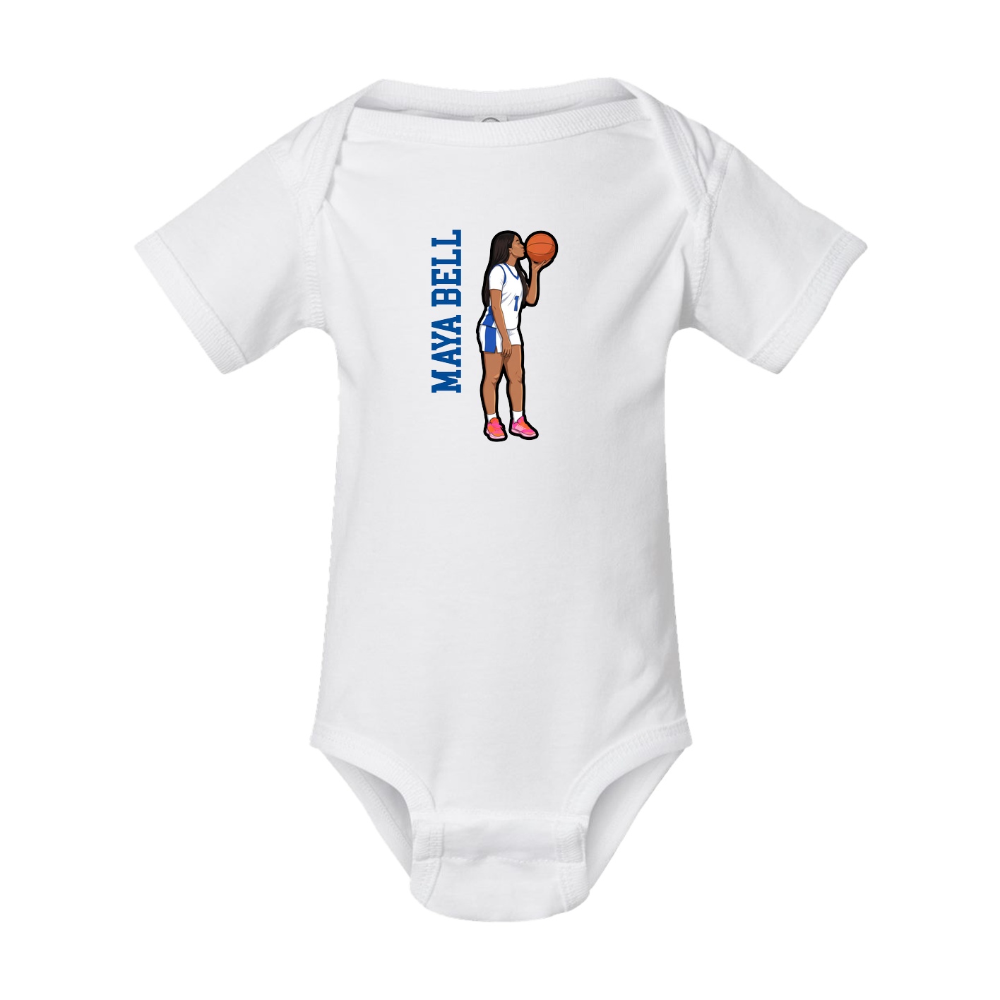 Baby Onesie — Name Vertical in White