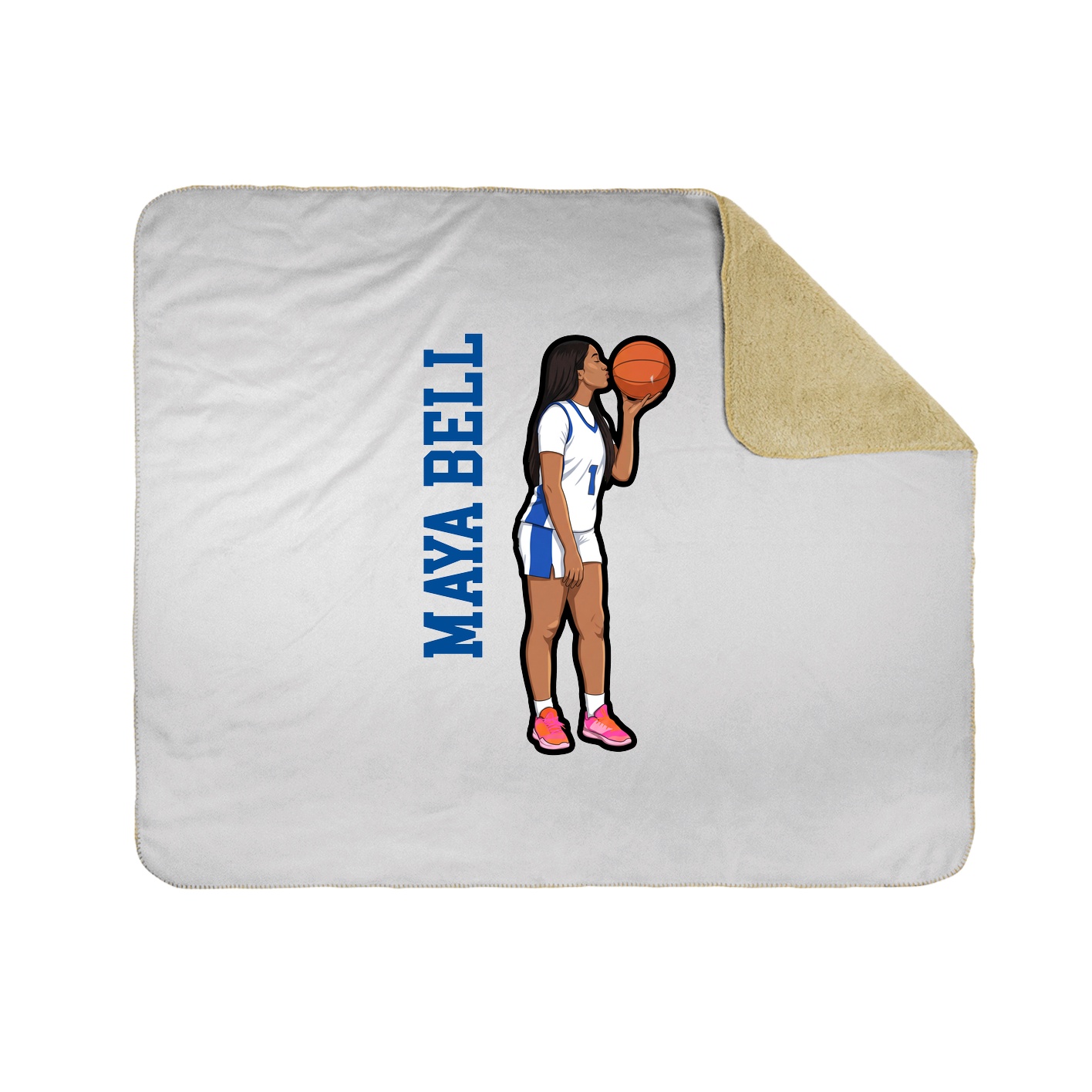 Throw Blanket — Name Vertical in White