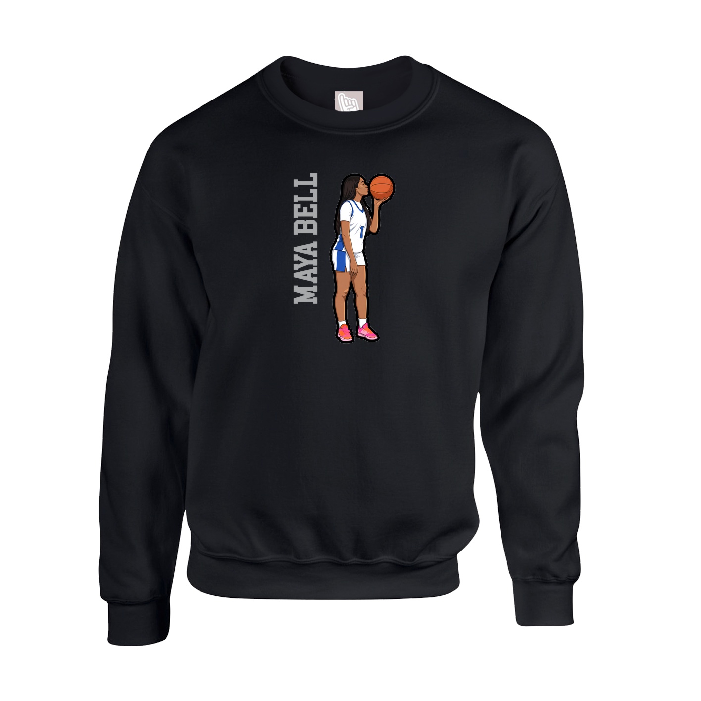 Fleece Crew — Name Vertical in Black