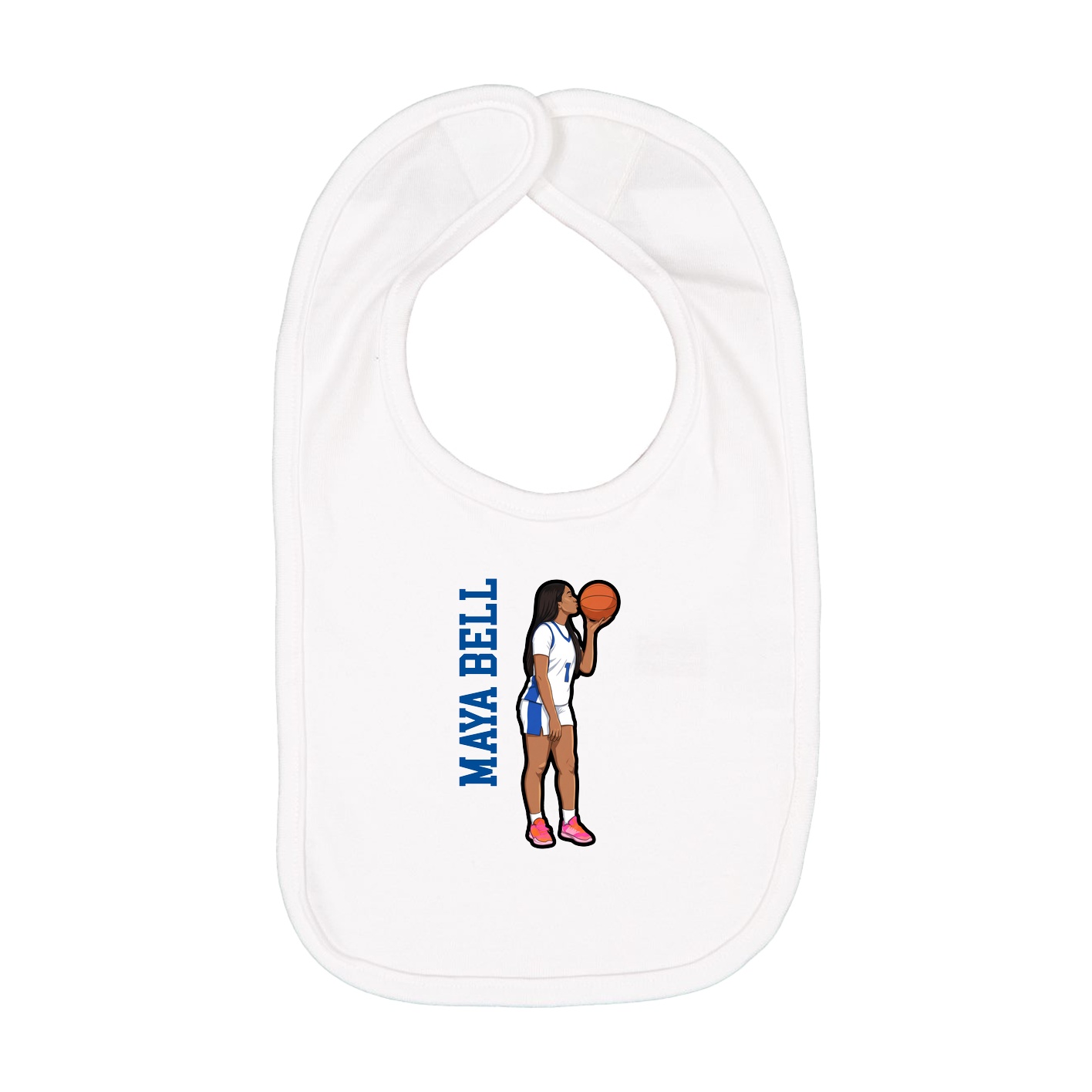 Infant Bib — Name Vertical in White