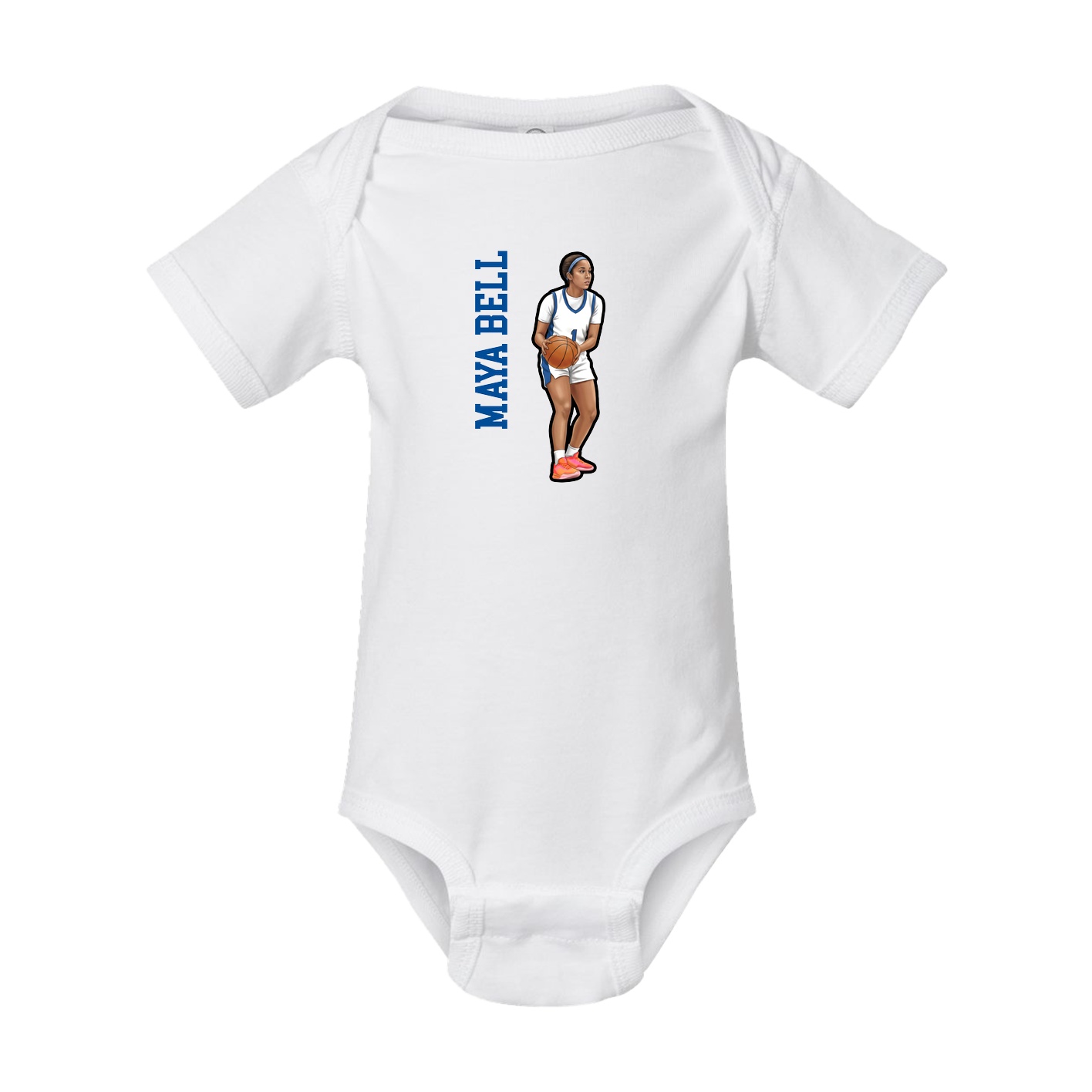 Baby Onesie — Name Vertical in White