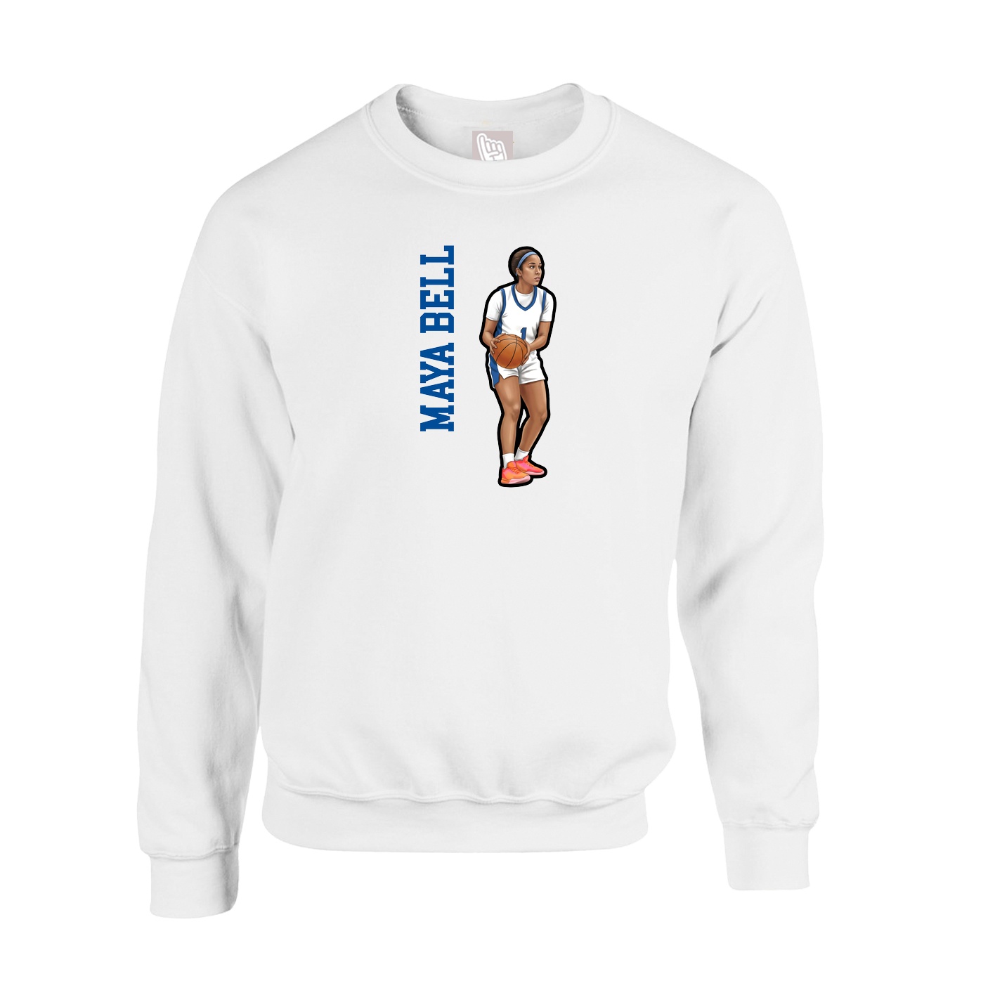 Fleece Crew — Name Vertical in White