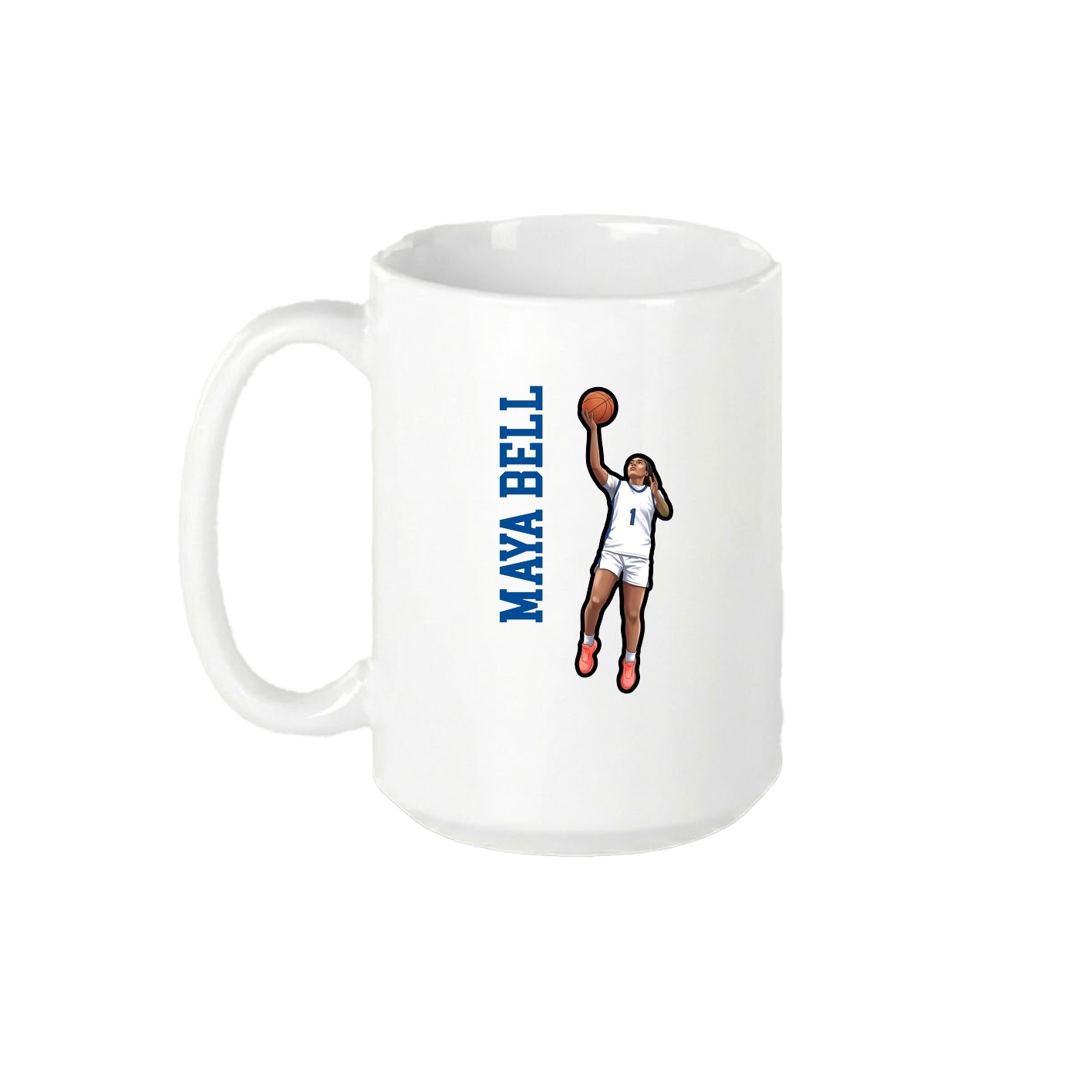 15oz Coffee Mug — Name Vertical in White