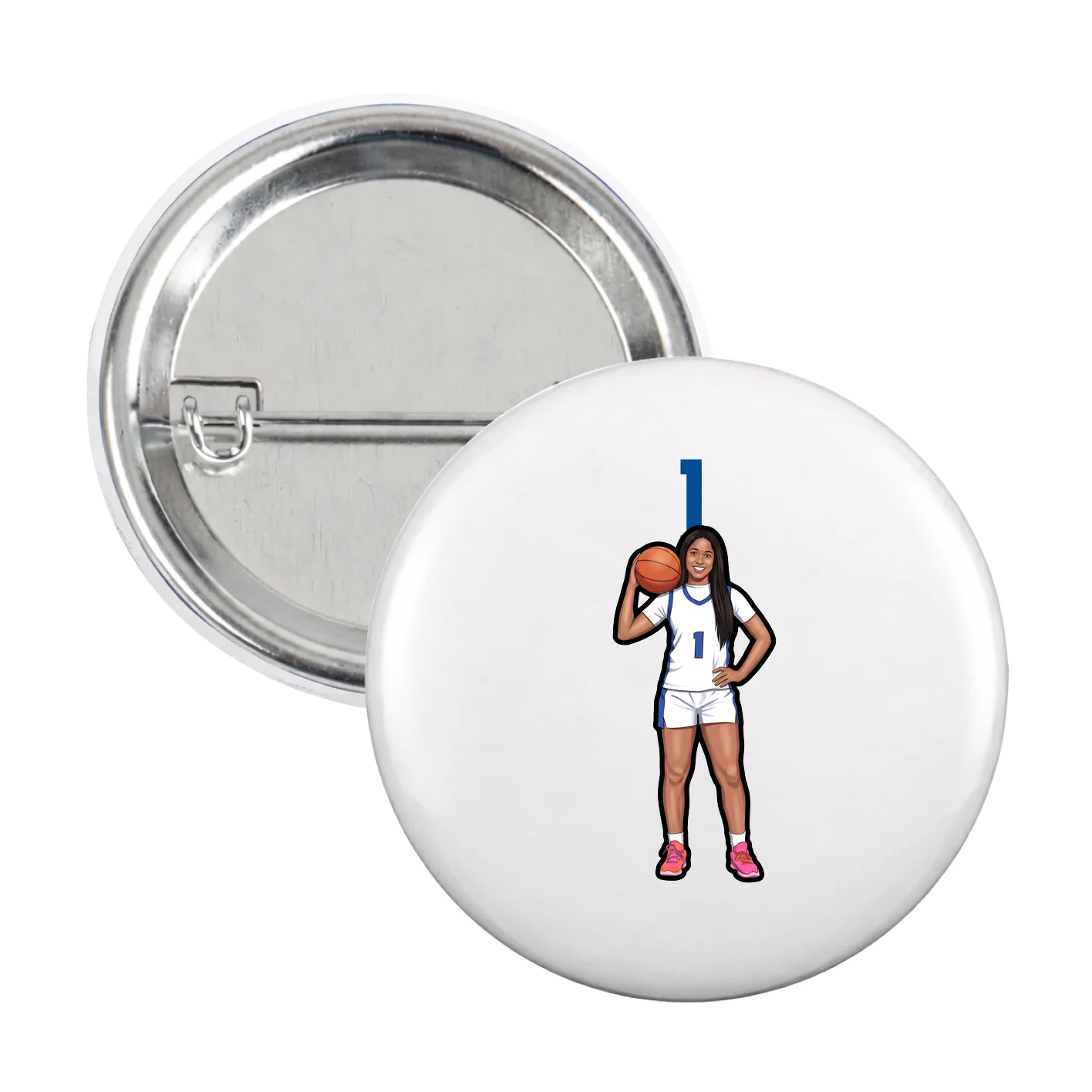 Game Day Button — Number Top in White