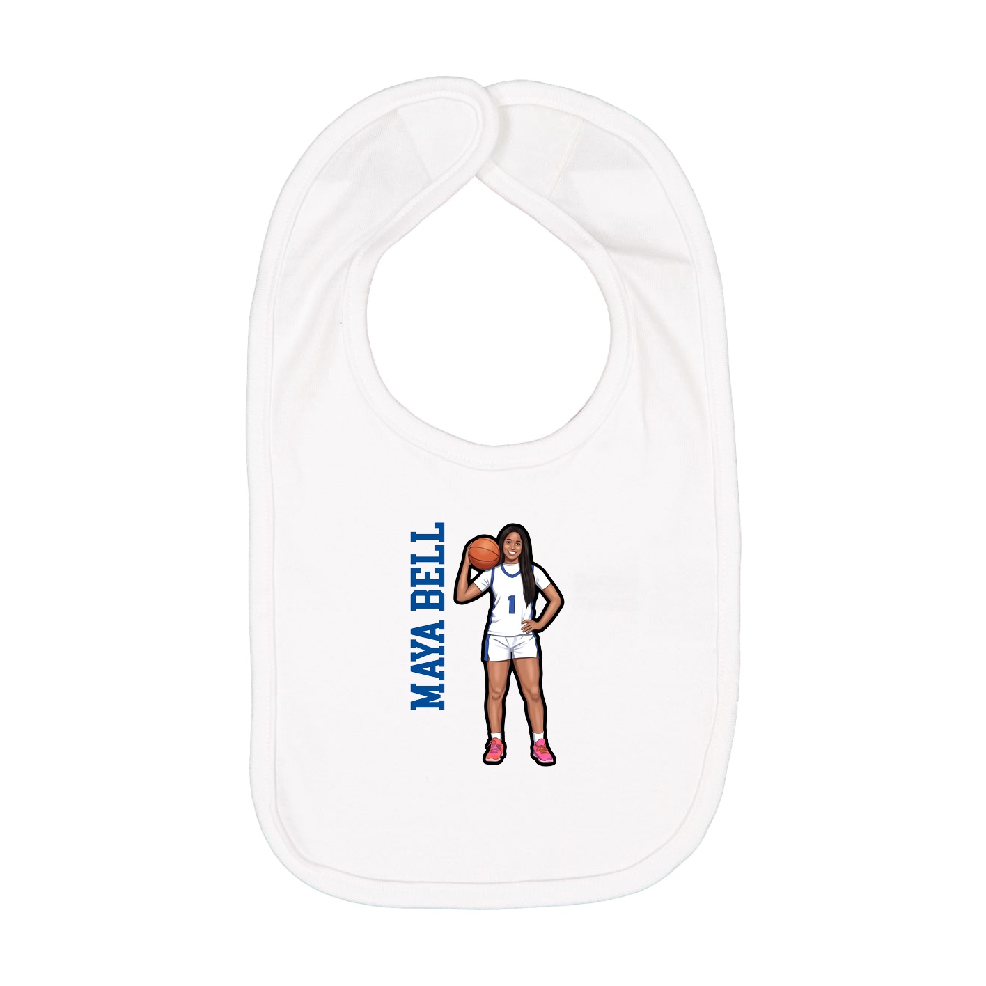 Infant Bib — Name Vertical in White
