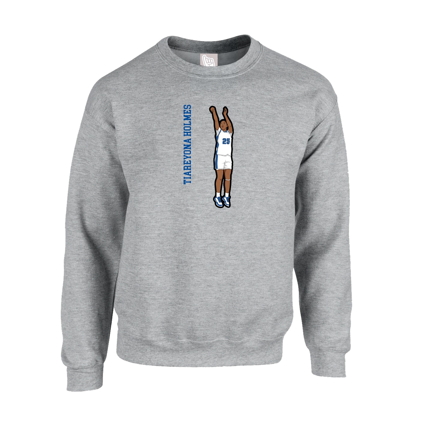 Fleece Crew — Name Vertical in Grey