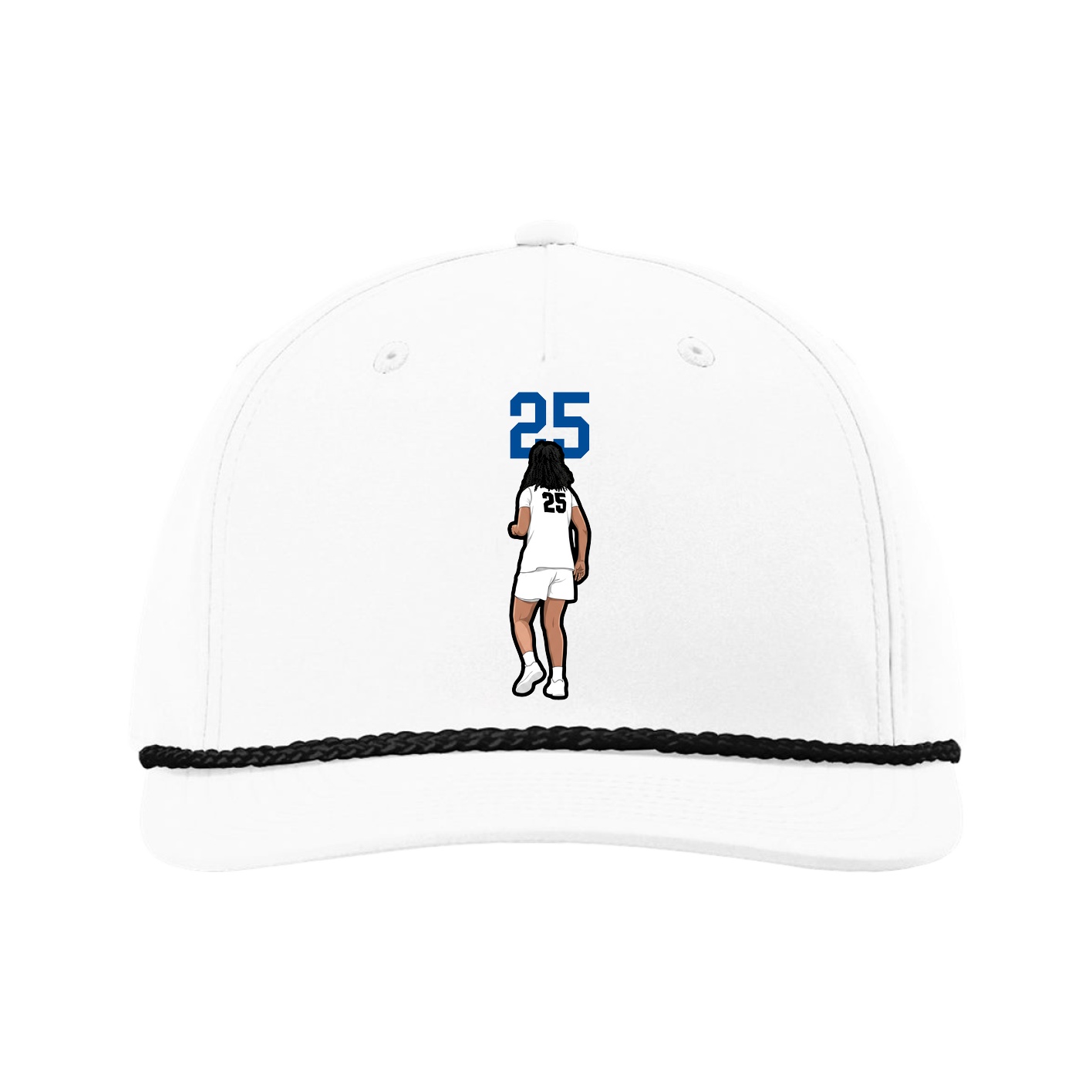 Five-Panel Classic Rope Cap — Number Top in White