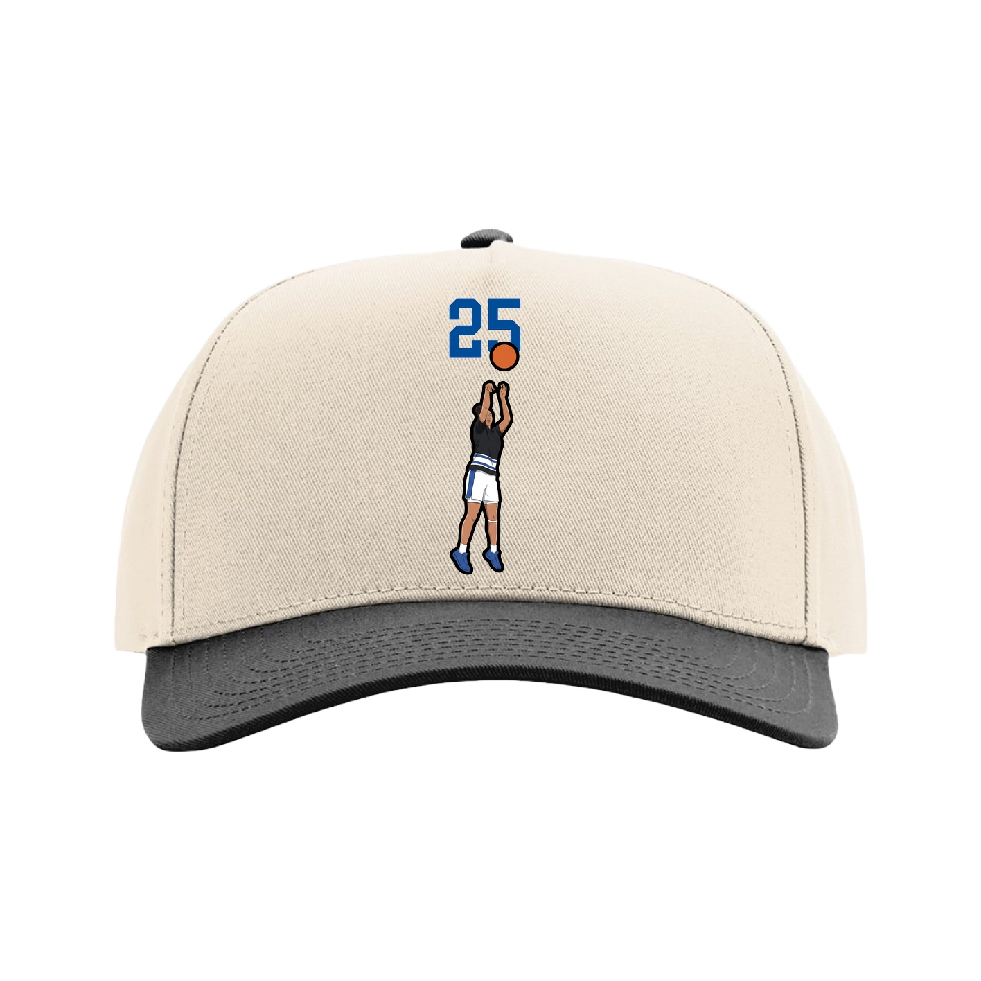 Full Fabric Five-Panel Champ Cap — Number Top in Cream/Black