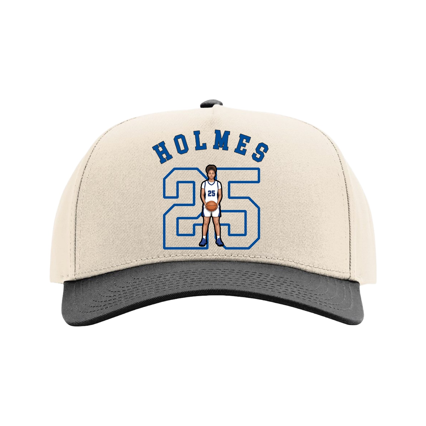 Full Fabric Five-Panel Champ Cap — Shirsey Arch in Cream/Black
