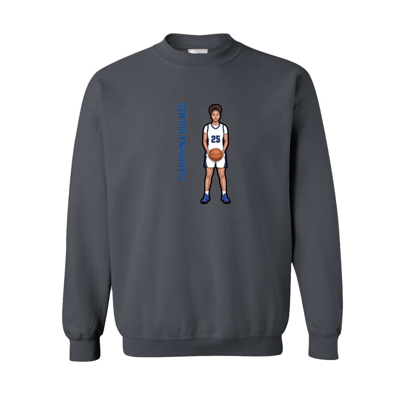 Fleece Crew — Name Vertical in Grey