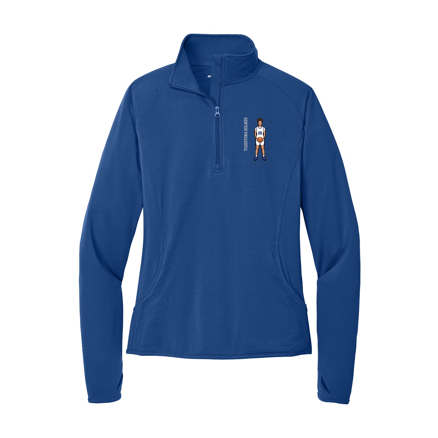 Women's Q-Zip Pullover — Name Vertical in Royal