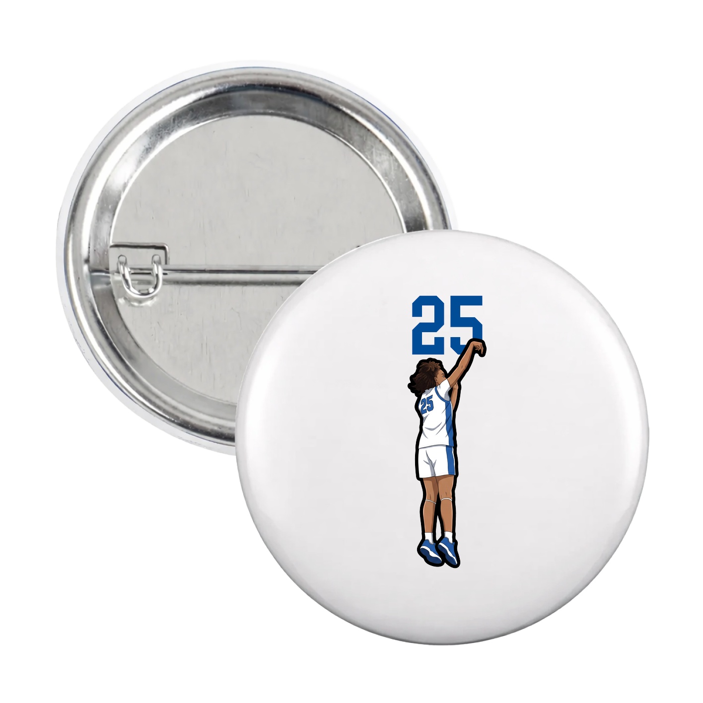 Game Day Button — Number Top in White