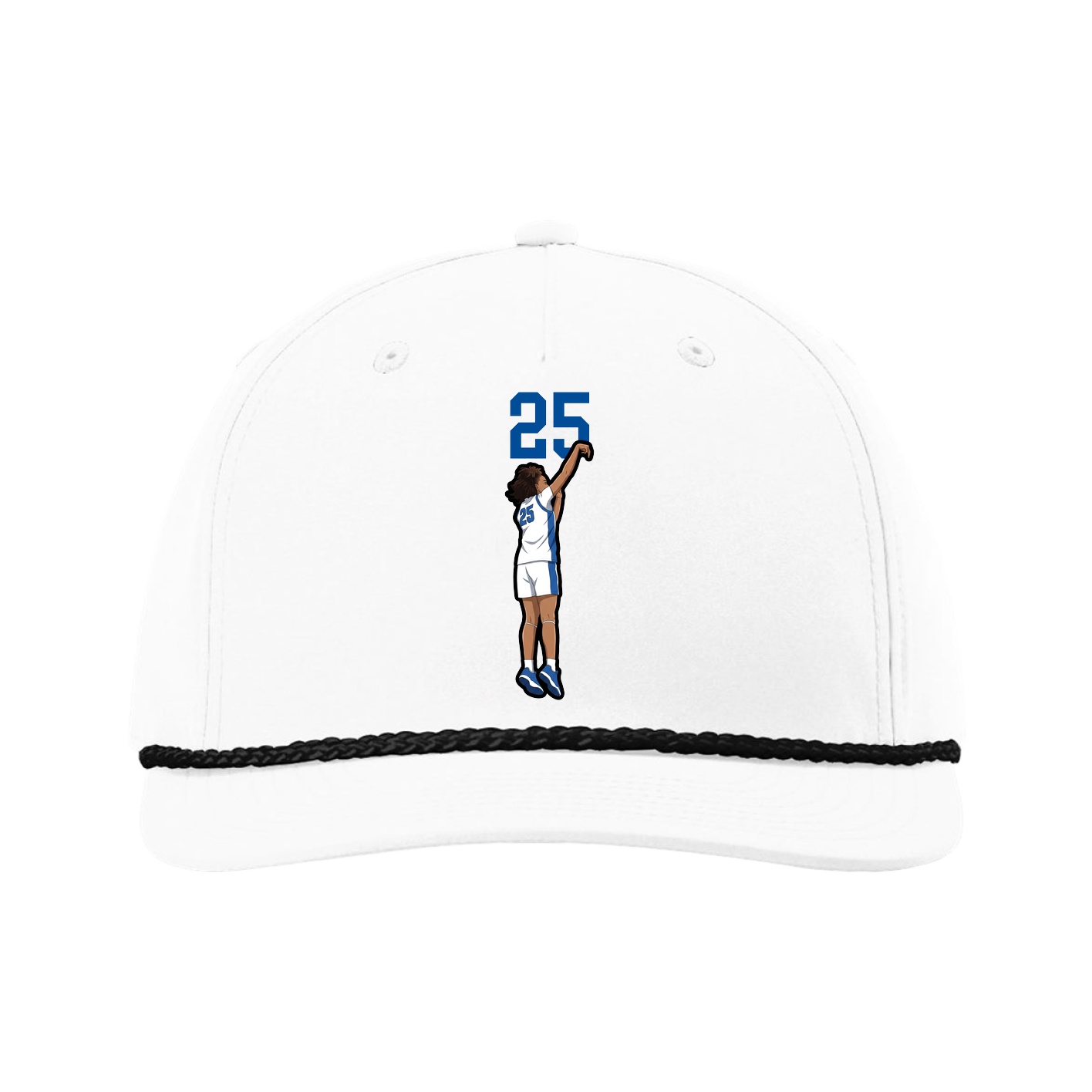 Five-Panel Classic Rope Cap — Number Top in White