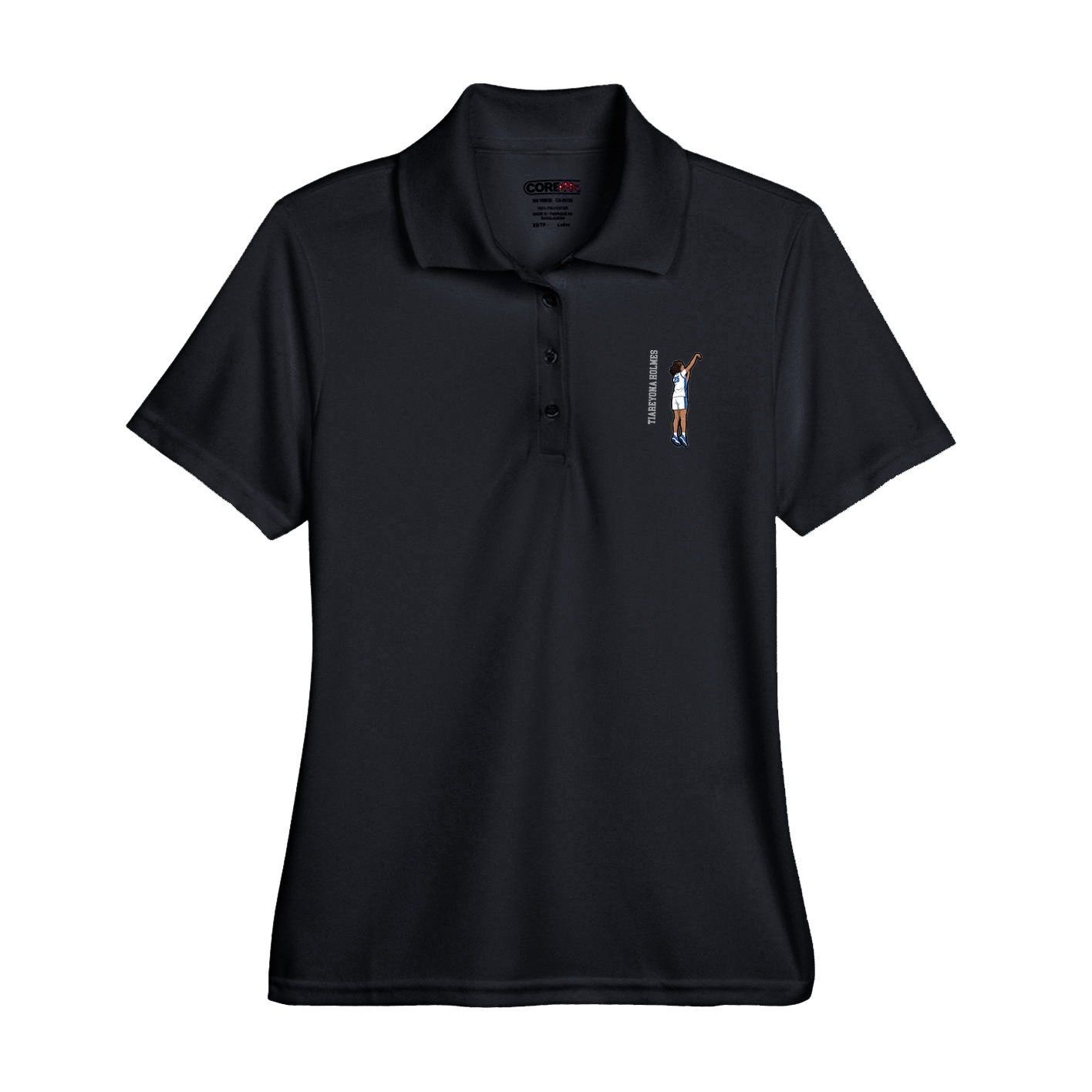 Womens Performance Polo — Name Vertical in Black