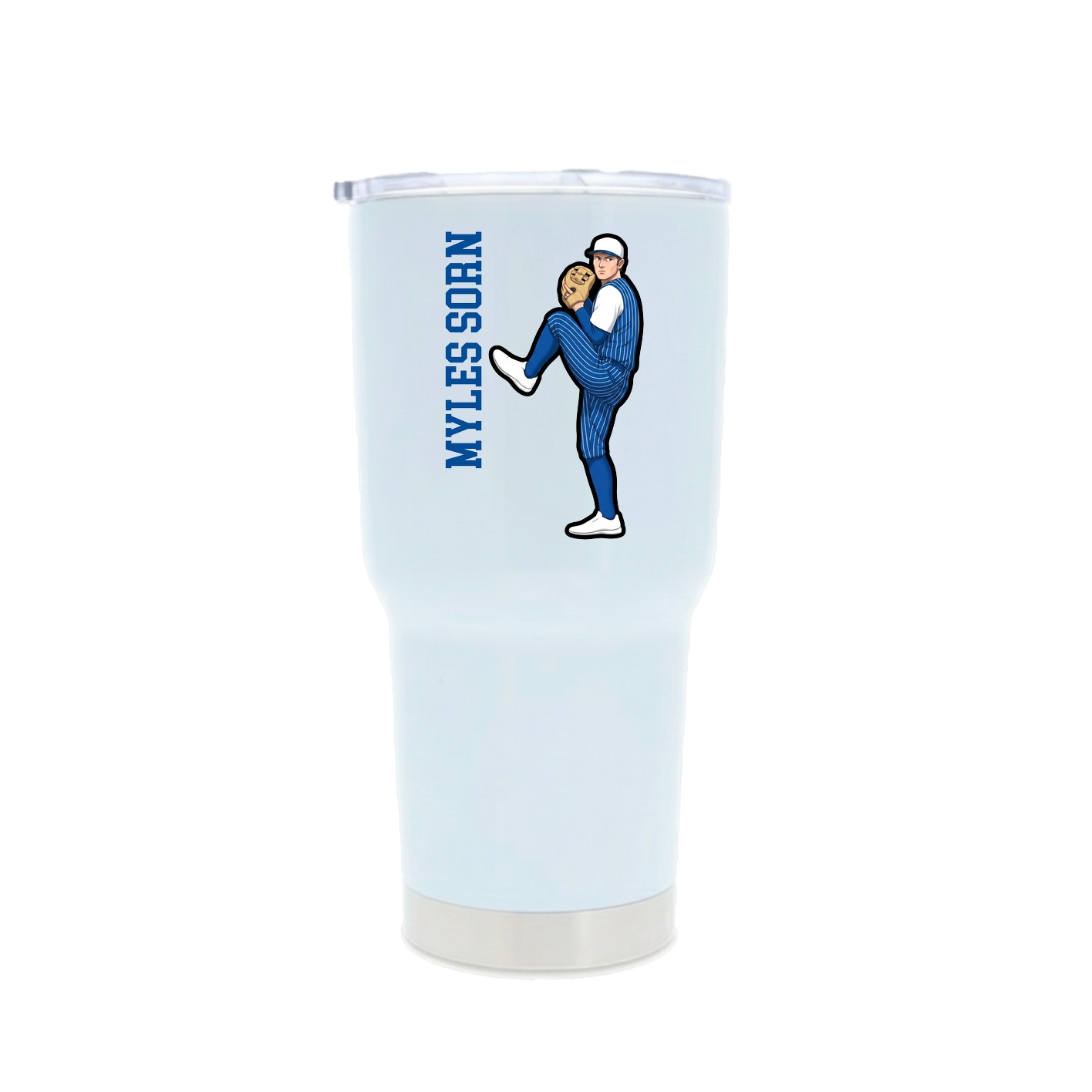 30oz Stainless Steel Tumbler — Name Vertical in White