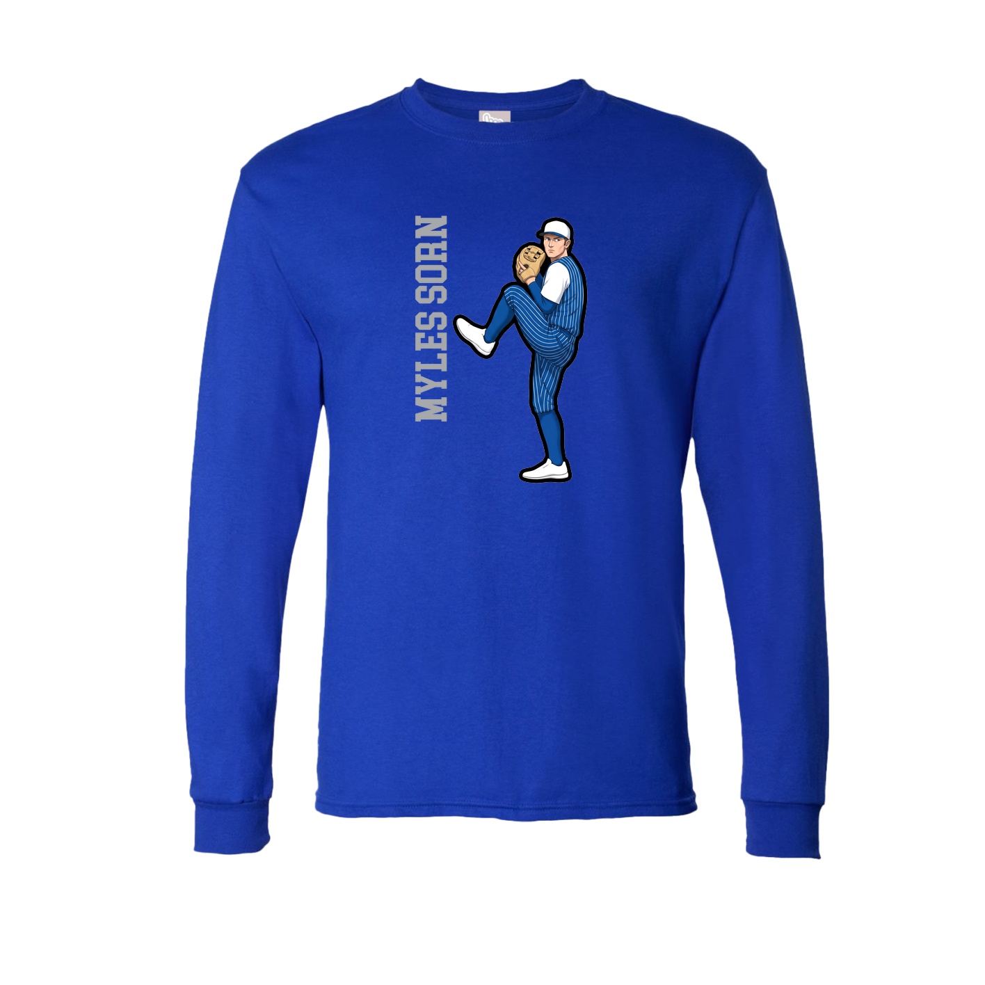 Long Sleeve Tee — Name Vertical in Royal