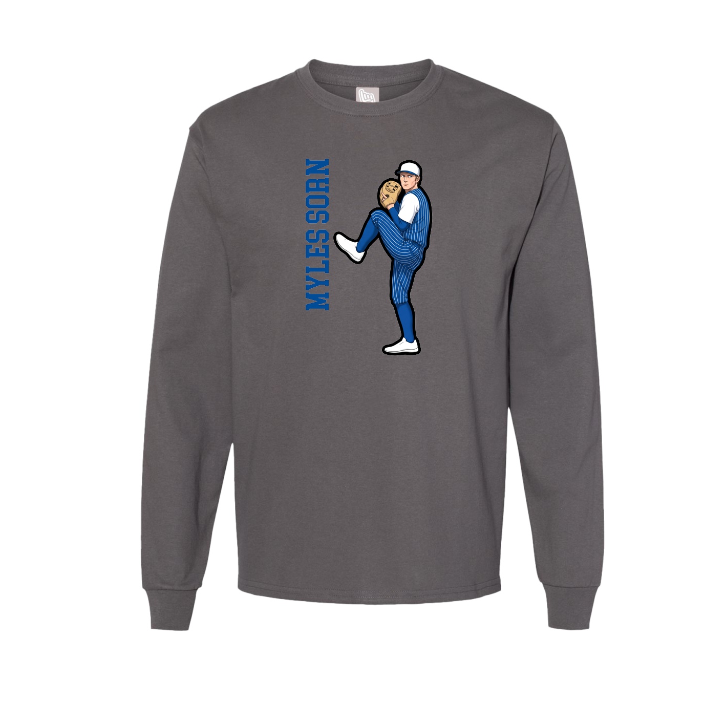 Long Sleeve Tee — Name Vertical in Grey