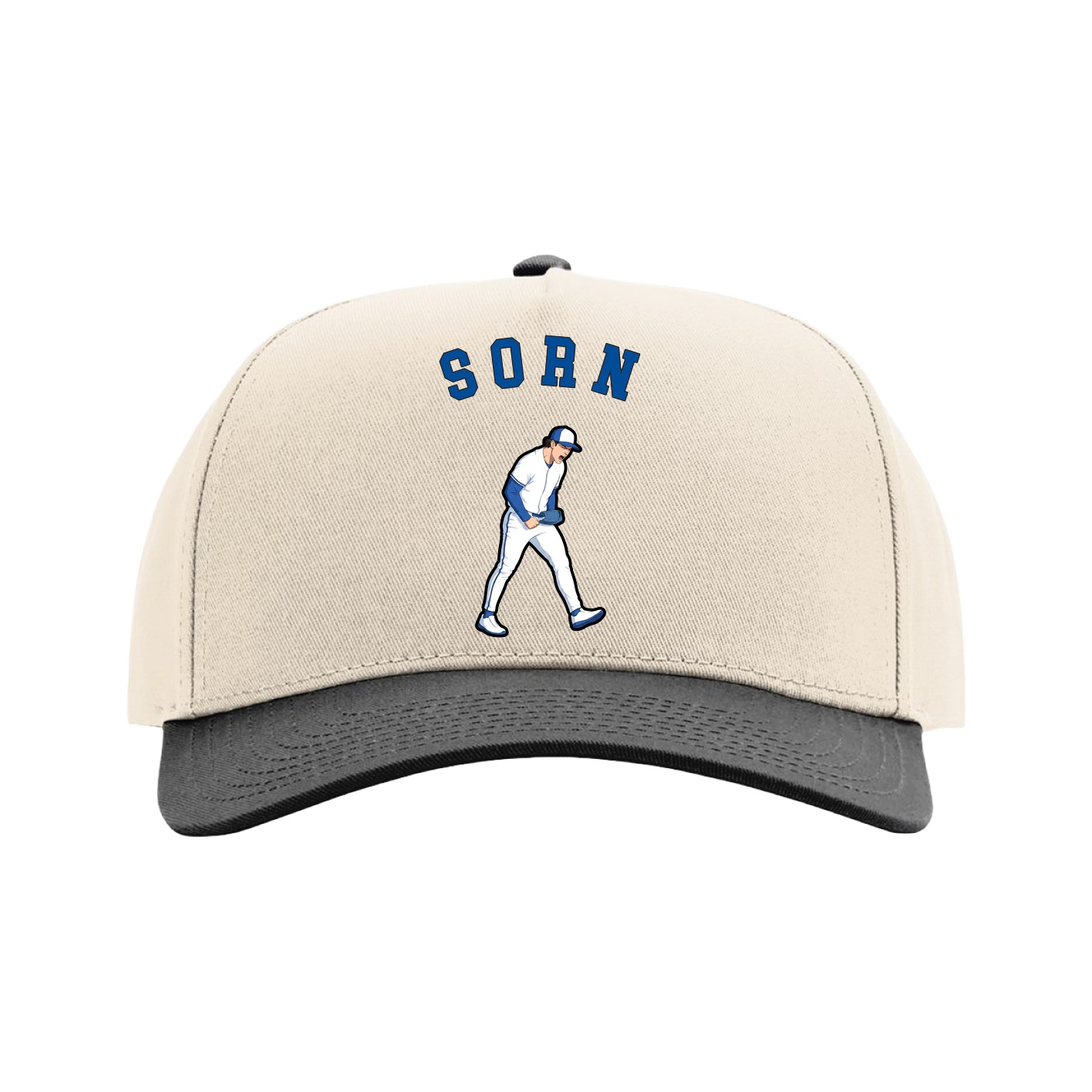 Full Fabric Five-Panel Champ Cap — Shirsey Arch in Cream/Black