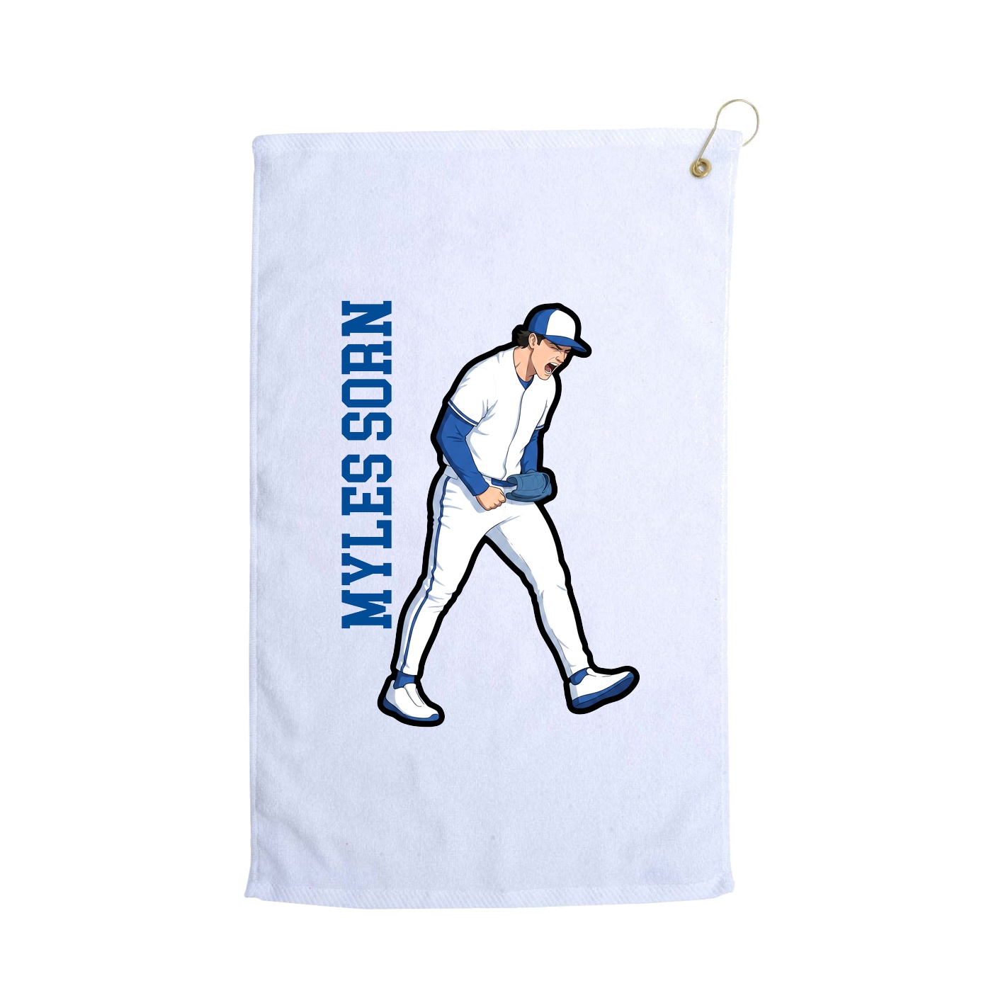 Golf Towel — Name Vertical in White