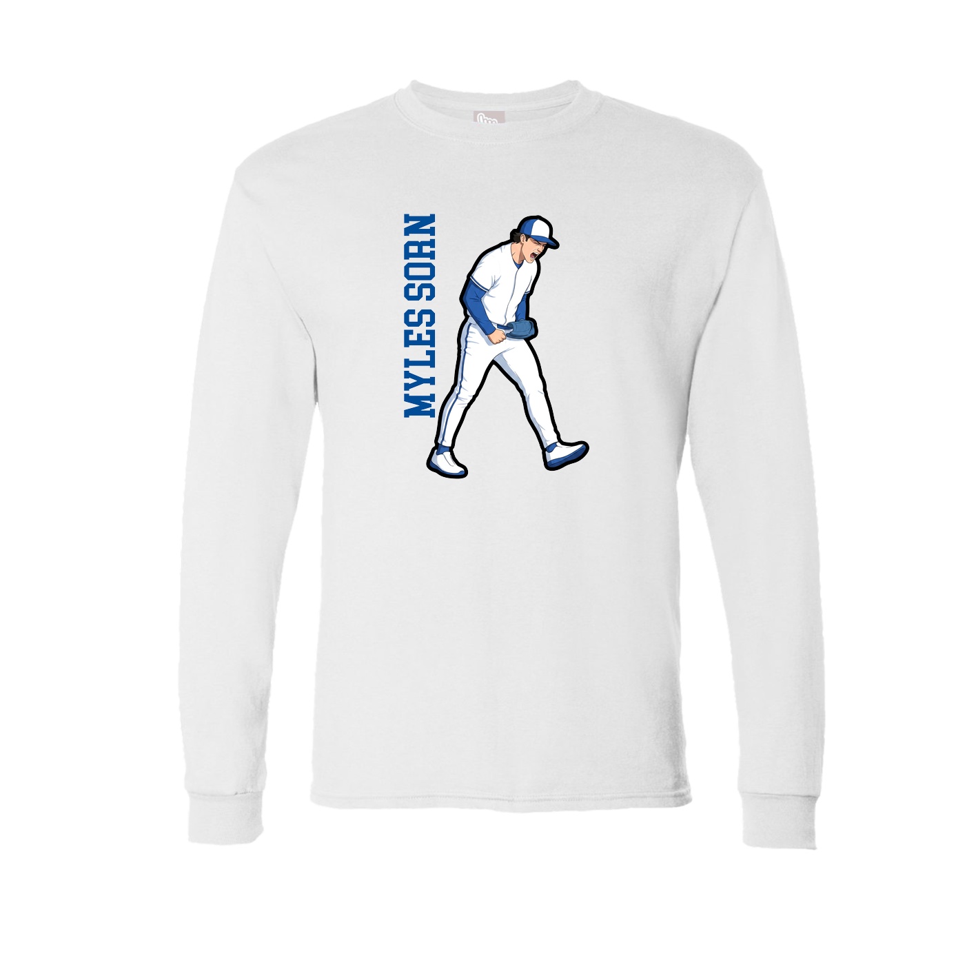 Long Sleeve Tee — Name Vertical in White