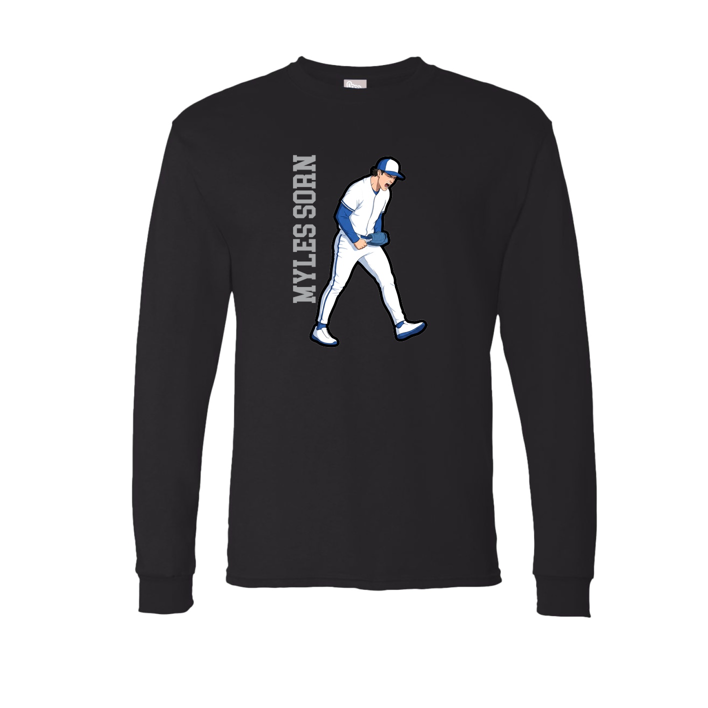 Long Sleeve Tee — Name Vertical in Black