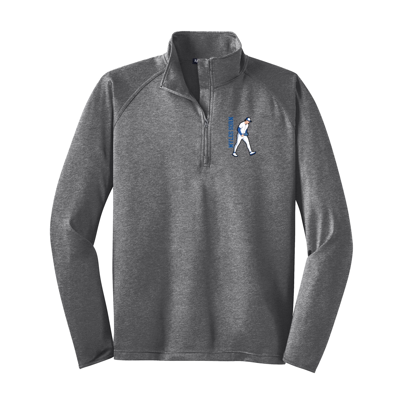 Q-Zip Pullover — Name Vertical in Grey
