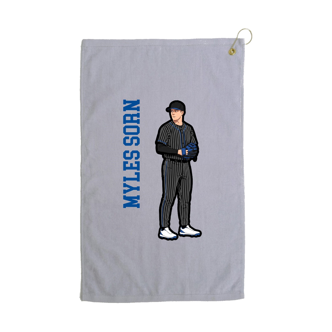 Golf Towel — Name Vertical in Grey
