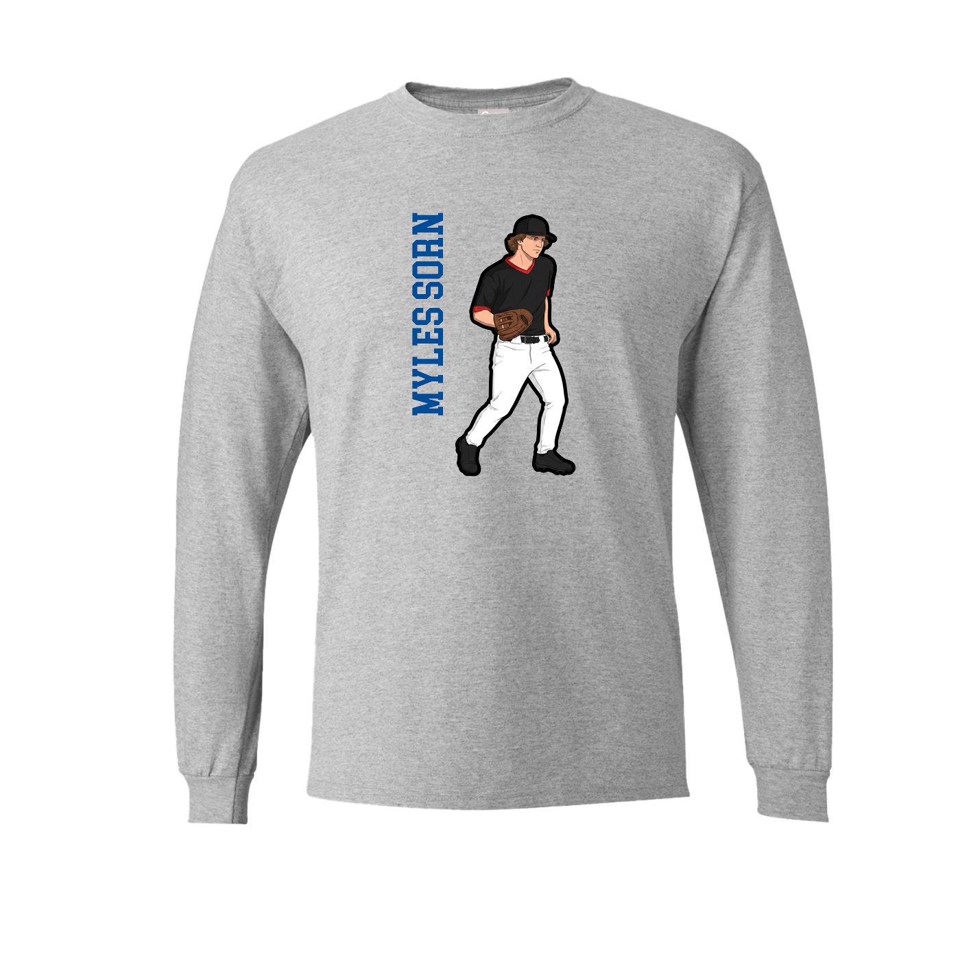 Long Sleeve Tee — Name Vertical in Grey