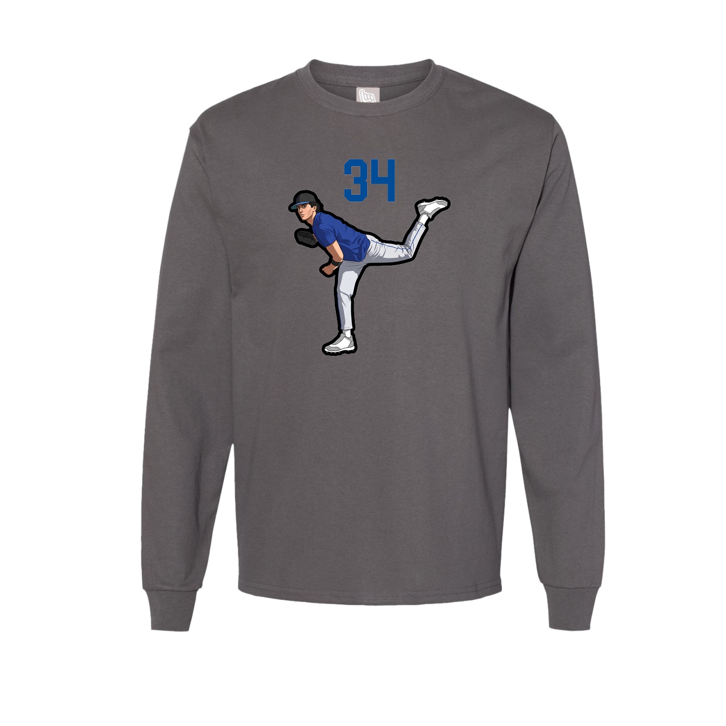 Long Sleeve Tee — Number Top in Grey