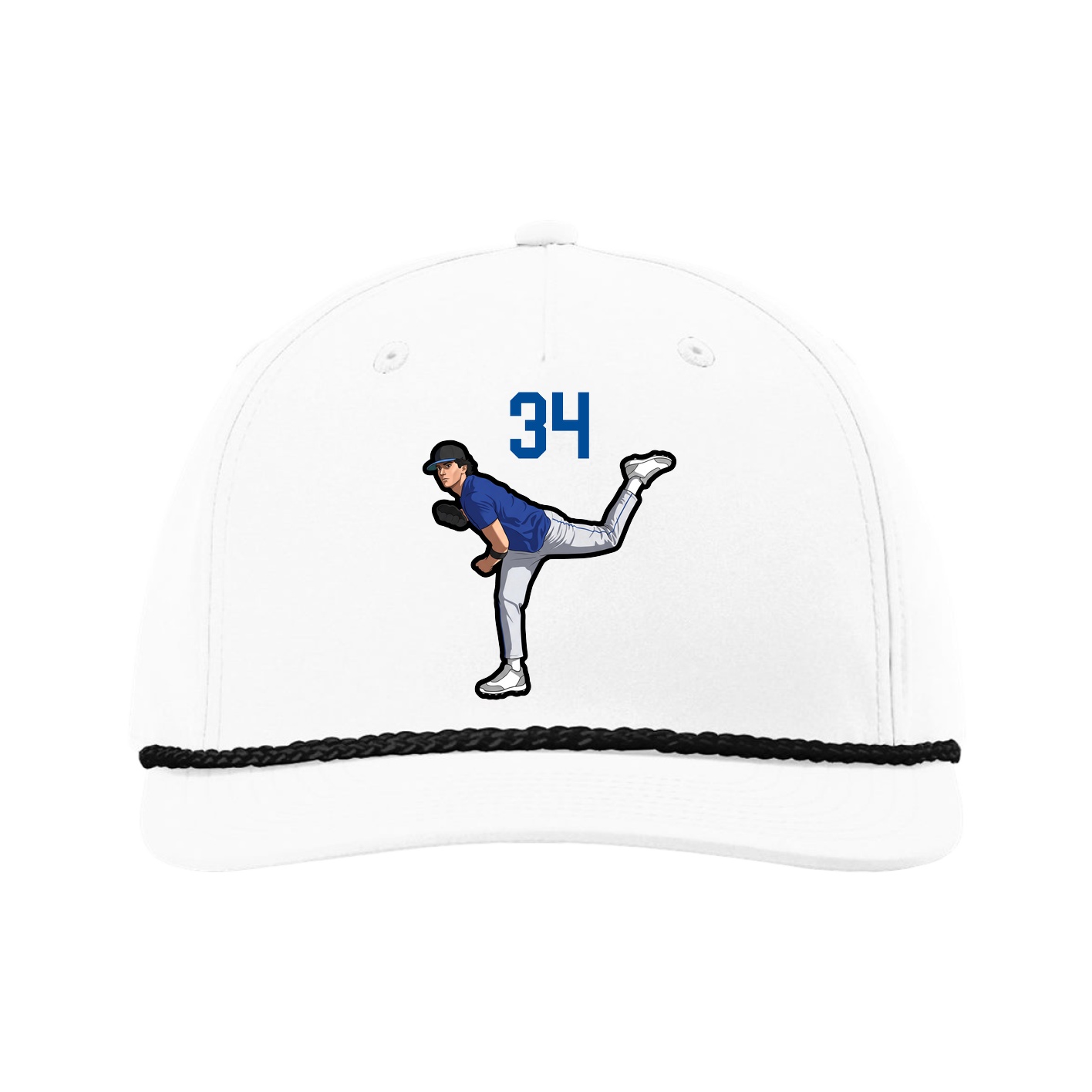Five-Panel Classic Rope Cap — Number Top in White
