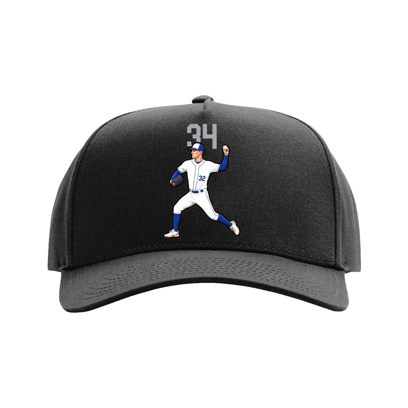 Full Fabric Five-Panel Champ Cap — Number Top in Black