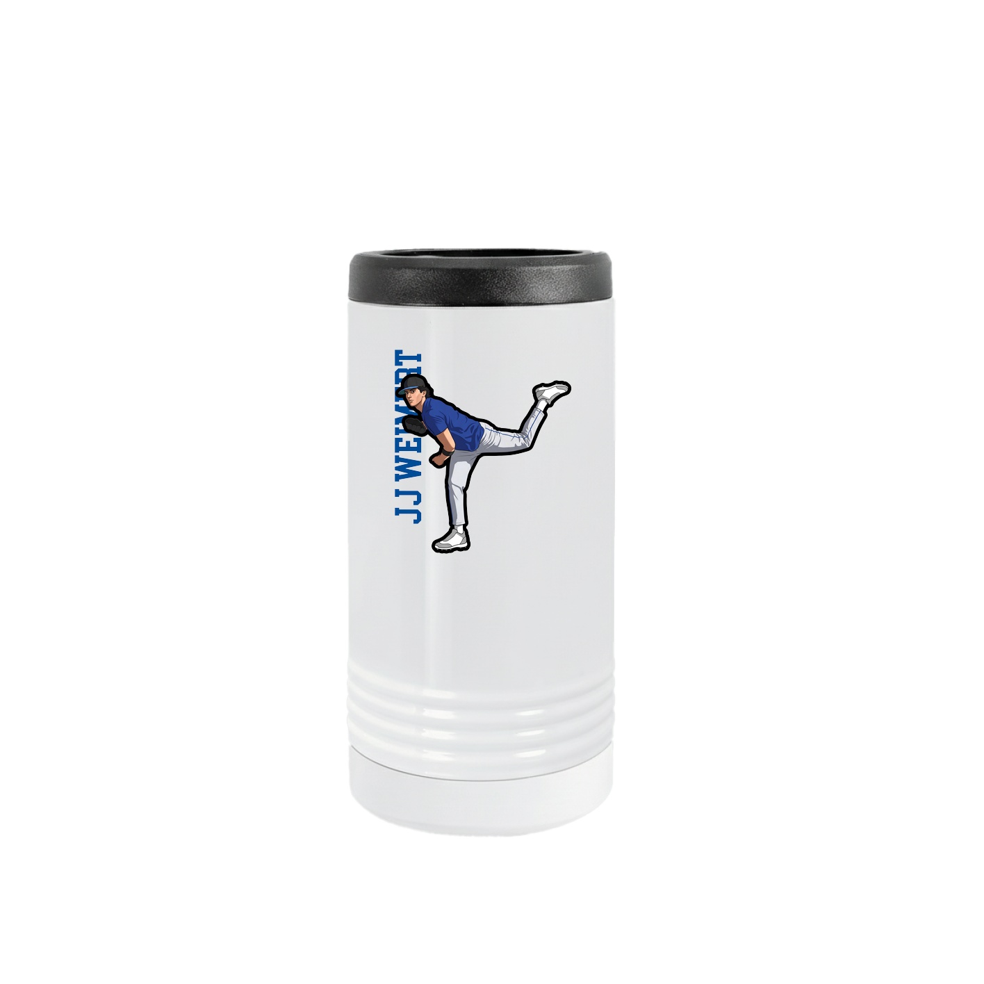Slim Beverage Holder — Name Vertical in White