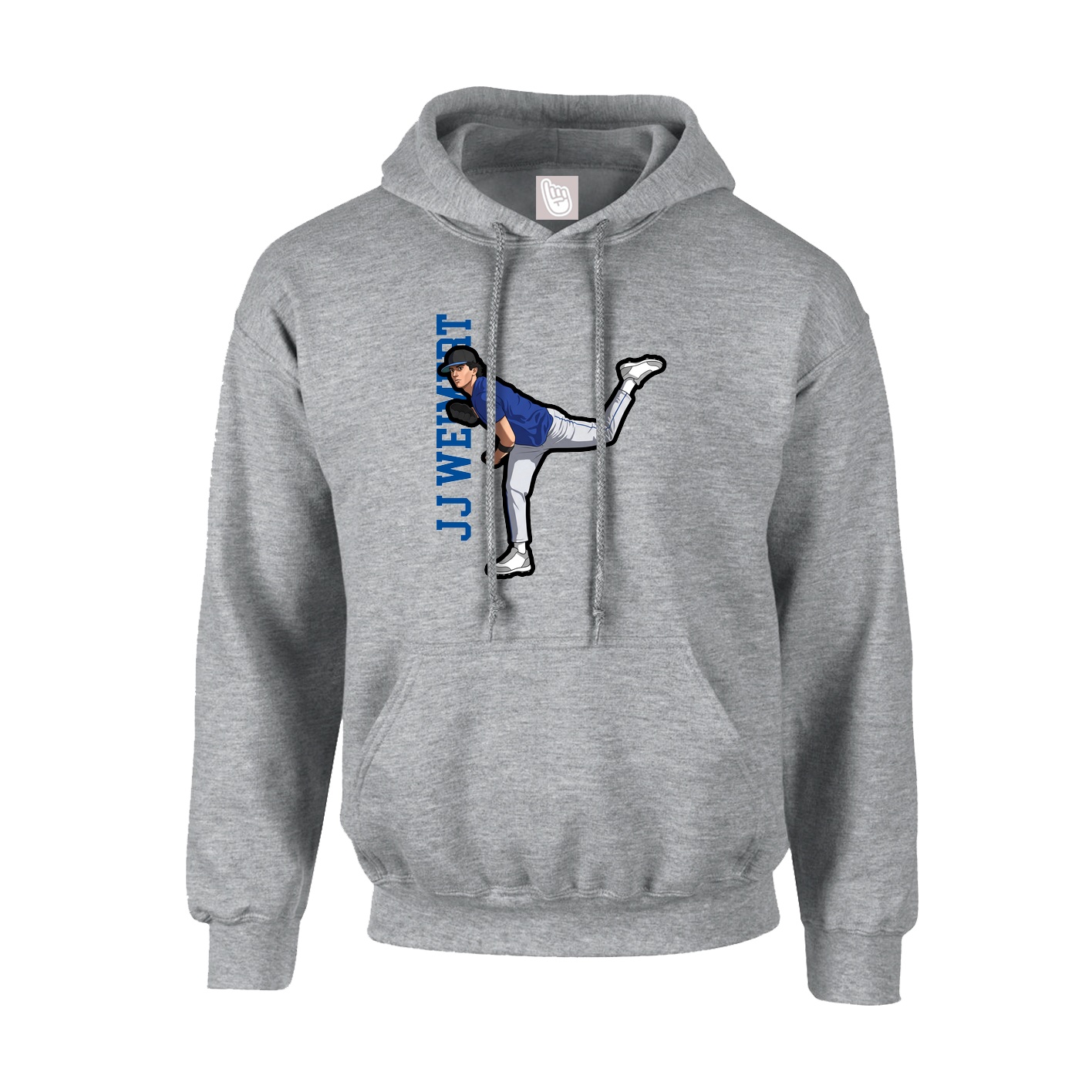 Youth Hoodie — Name Vertical in Grey