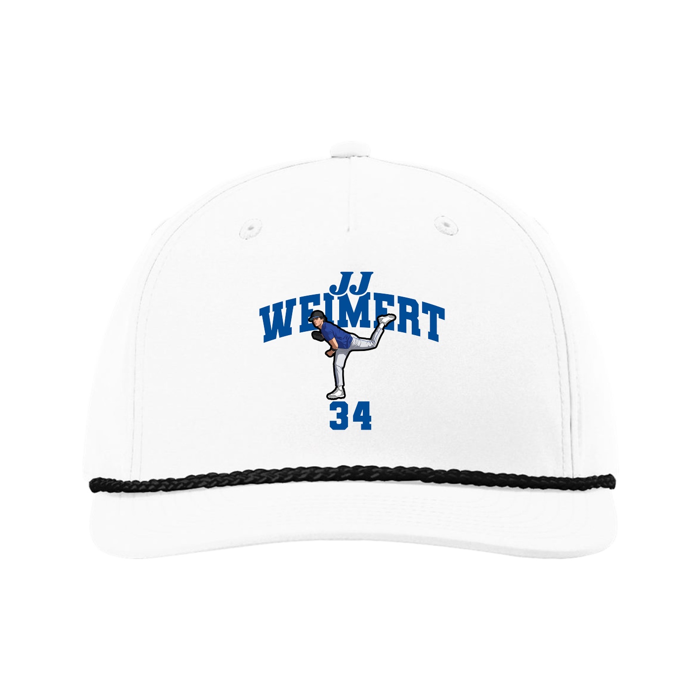 Five-Panel Classic Rope Cap — Signature Arch in White