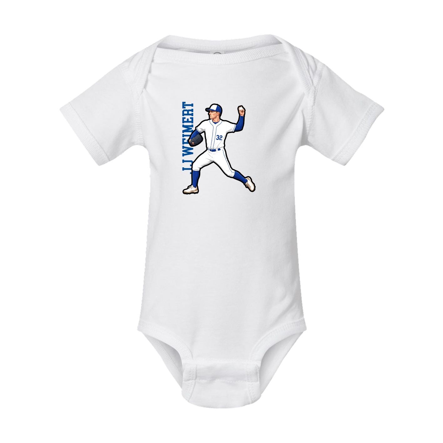 Baby Onesie — Name Vertical in White