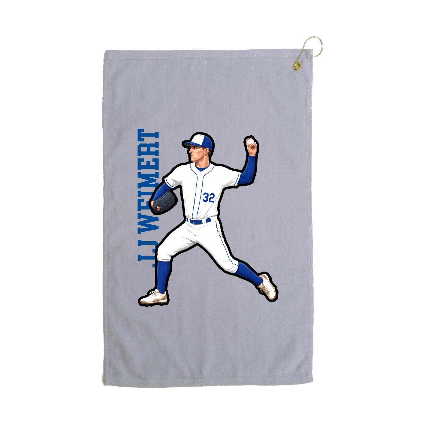 Golf Towel — Name Vertical in Grey