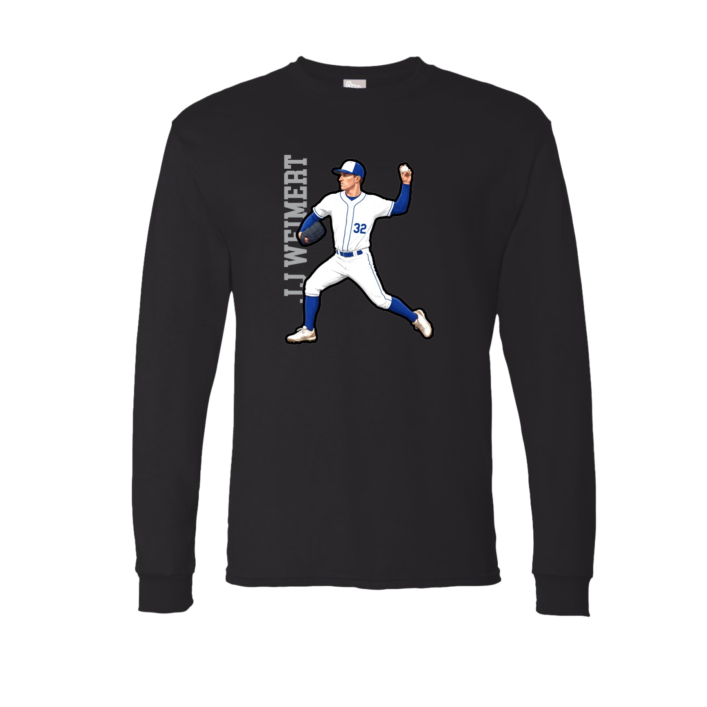 Long Sleeve Tee — Name Vertical in Black