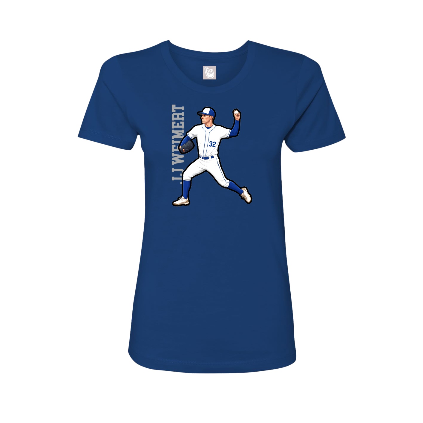 Fitted Women's Tee — Name Vertical in Royal
