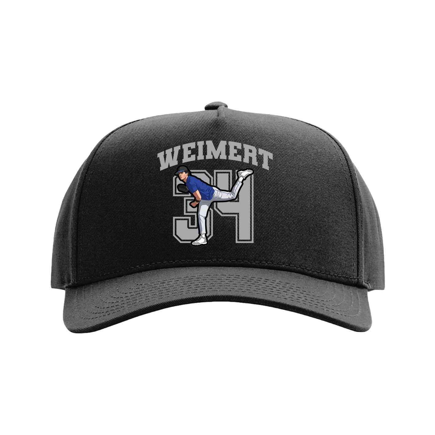 Full Fabric Five-Panel Champ Cap — Number in Black