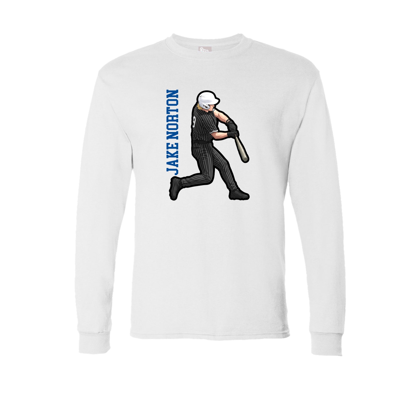 Long Sleeve Tee — Name Vertical in White