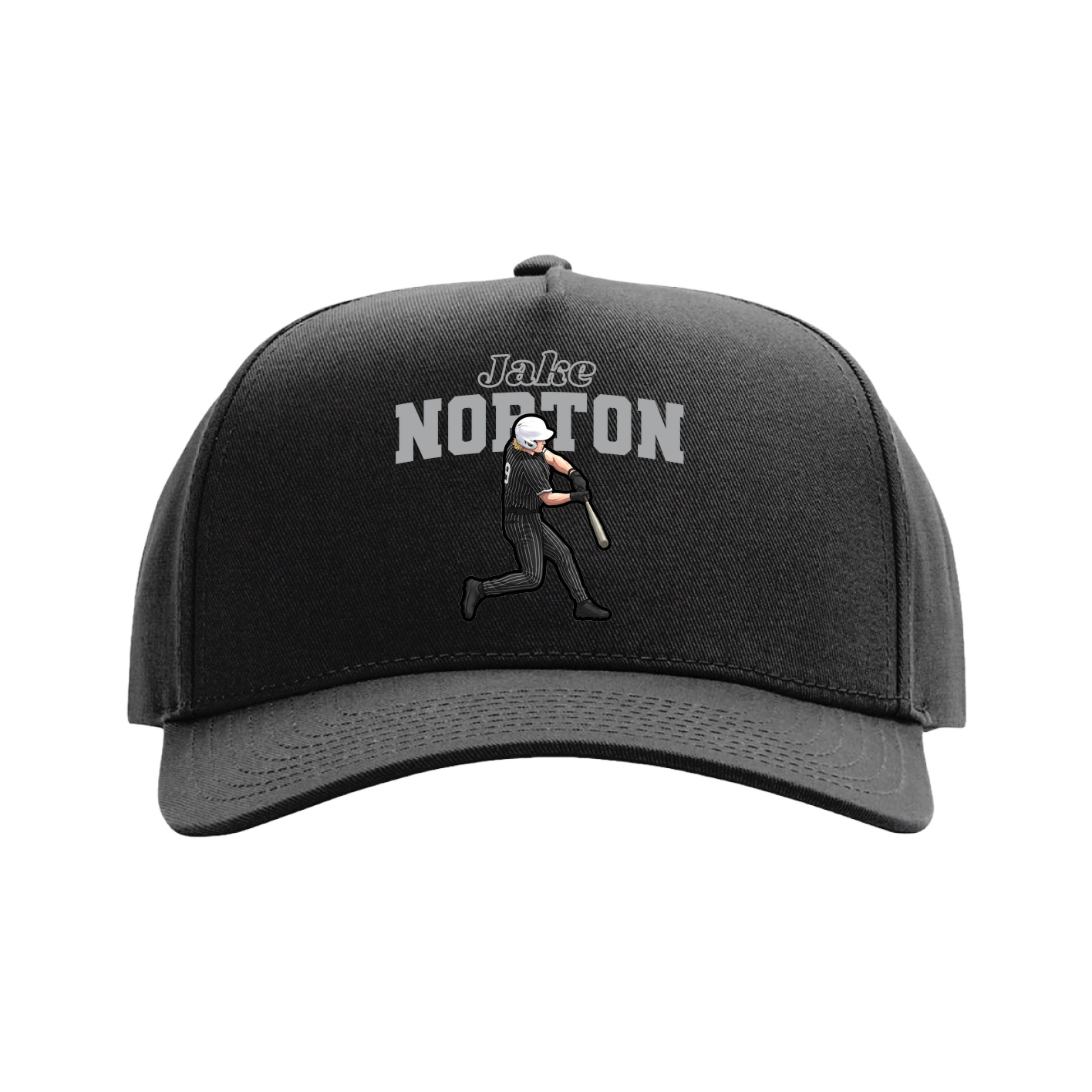 Full Fabric Five-Panel Champ Cap — Name Arch in Black