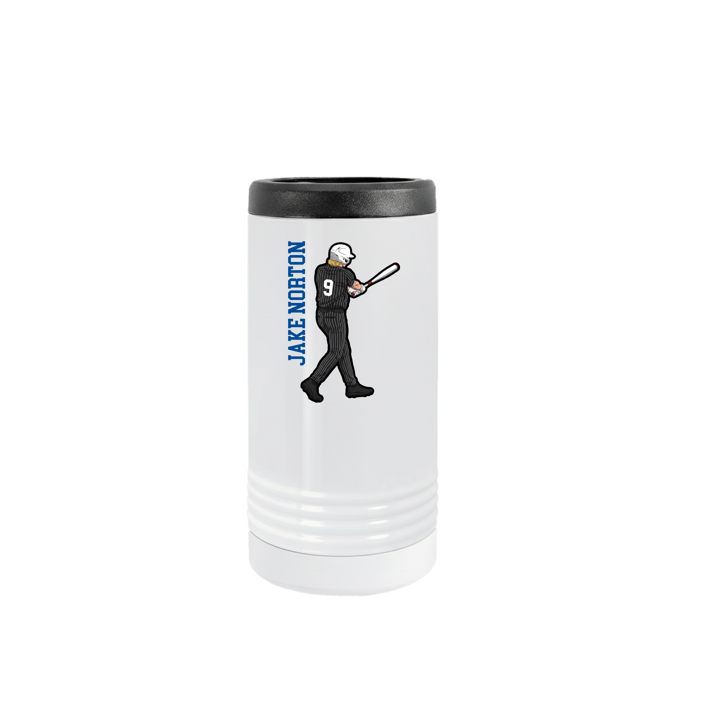 Slim Beverage Holder — Name Vertical in White