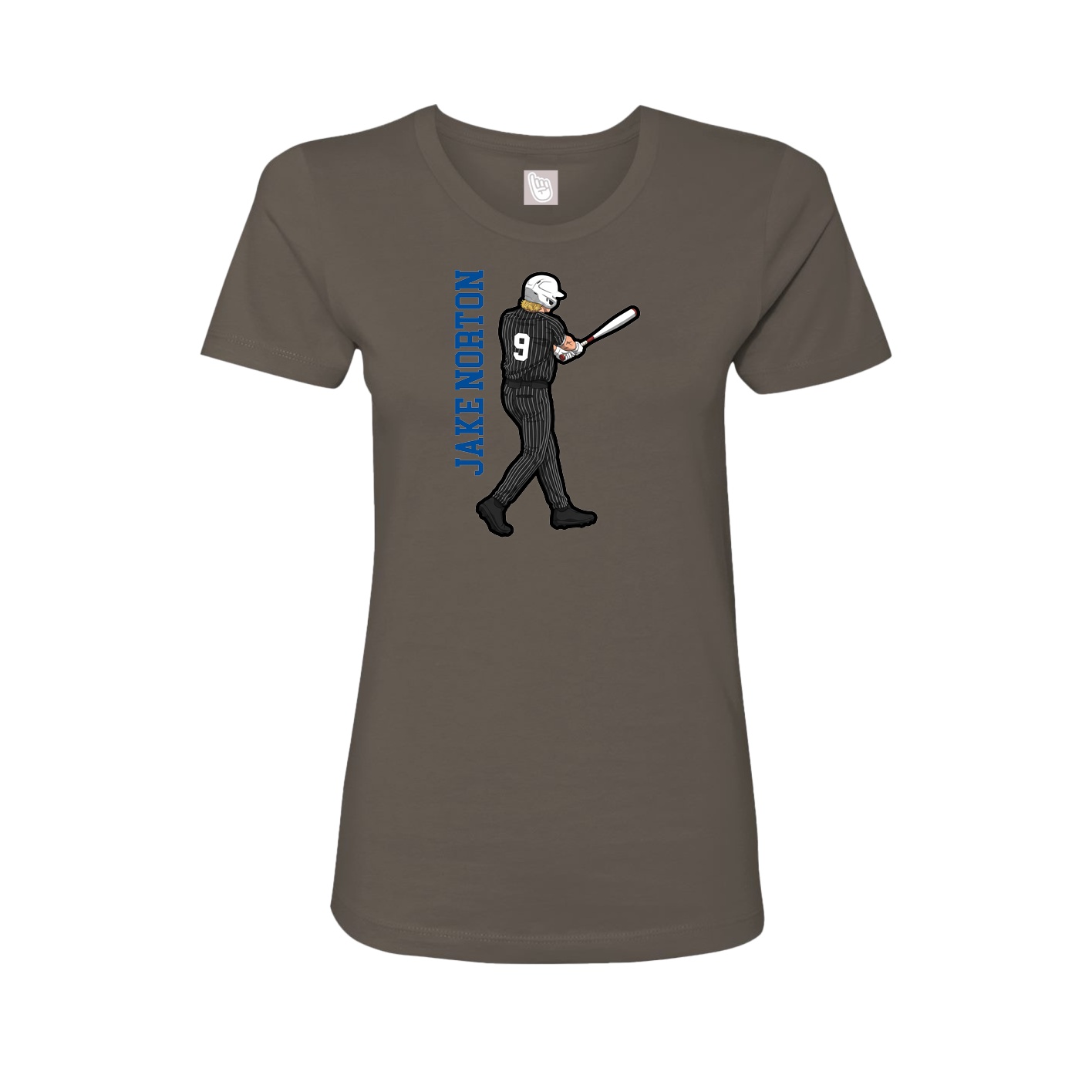 Fitted Women's Tee — Name Vertical in Grey