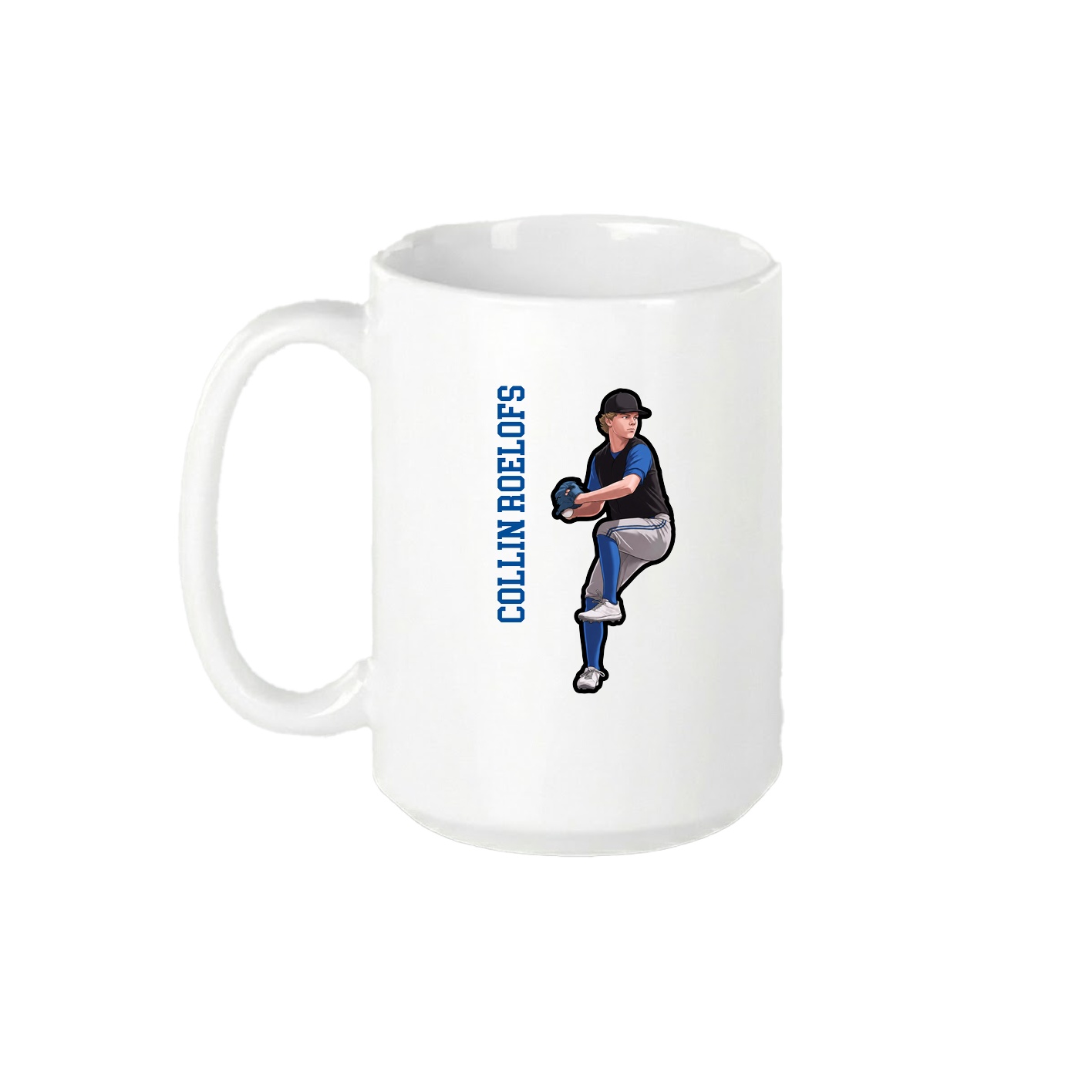 15oz Coffee Mug — Name Vertical in White