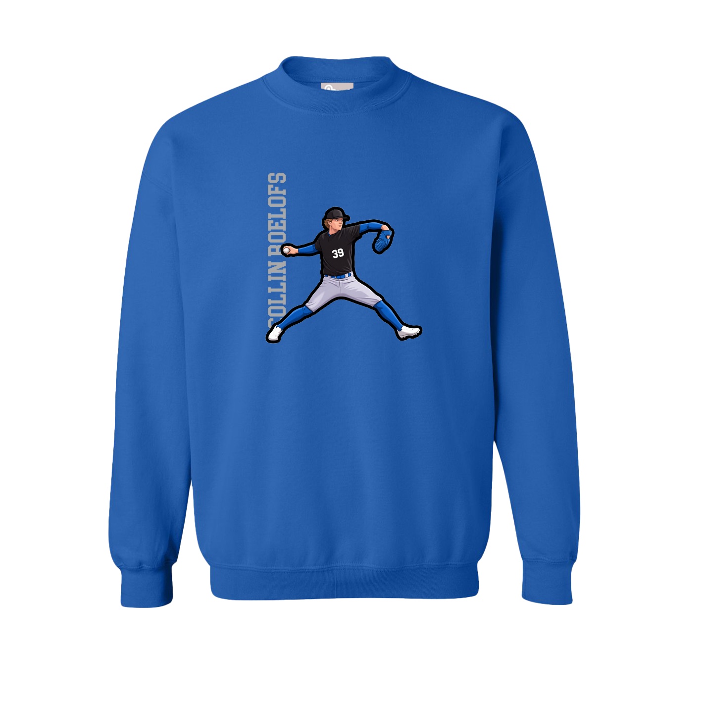 Fleece Crew — Name Vertical in Royal