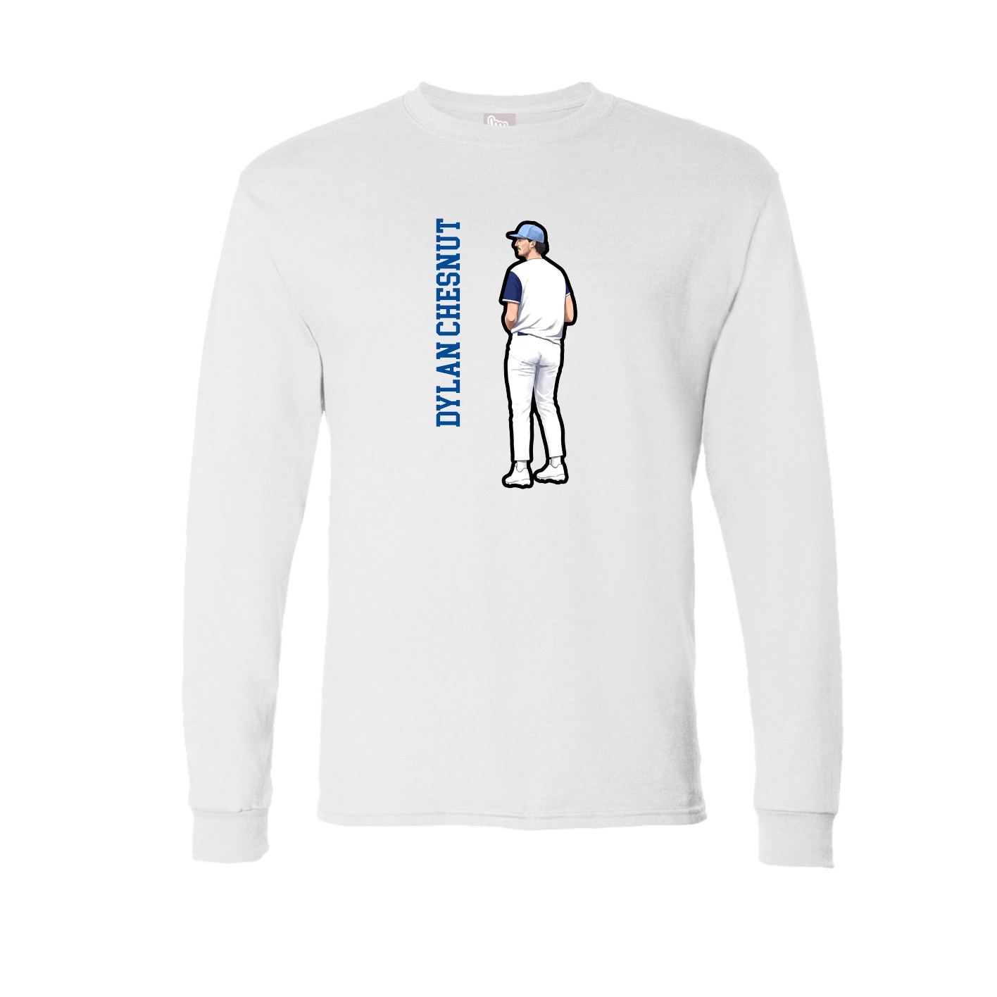 Long Sleeve Tee — Name Vertical in White