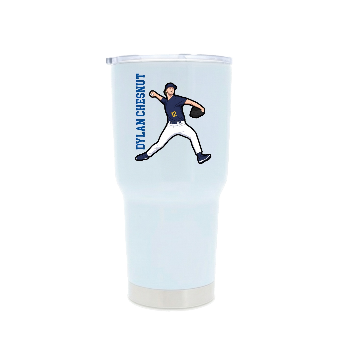 30oz Stainless Steel Tumbler — Name Vertical in White