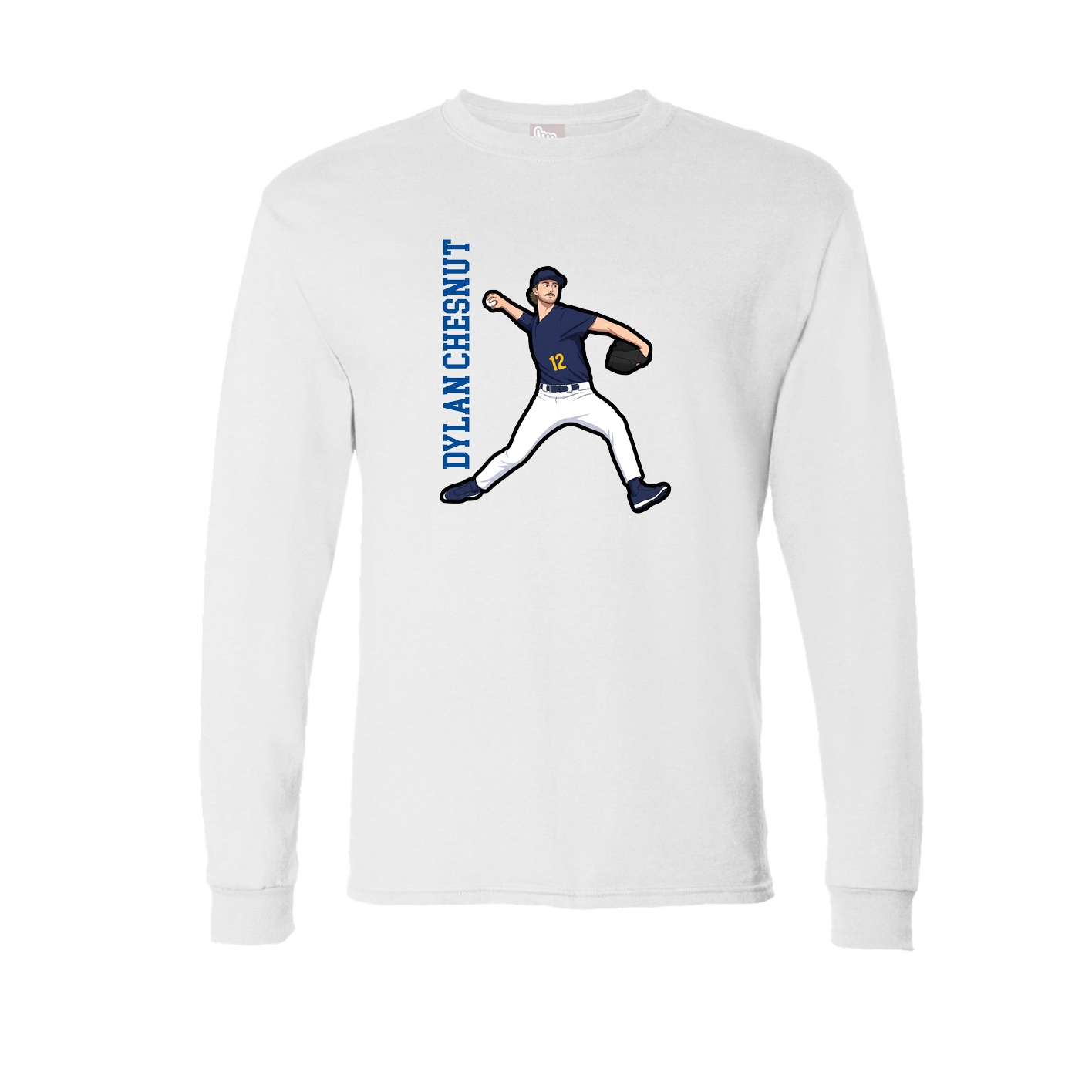 Long Sleeve Tee — Name Vertical in White