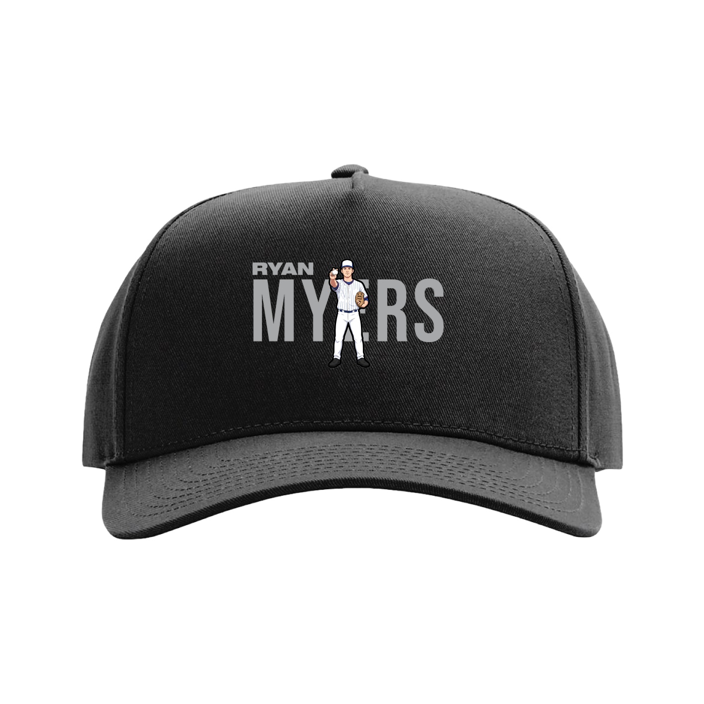Full Fabric Five-Panel Champ Cap — Player Name in Black
